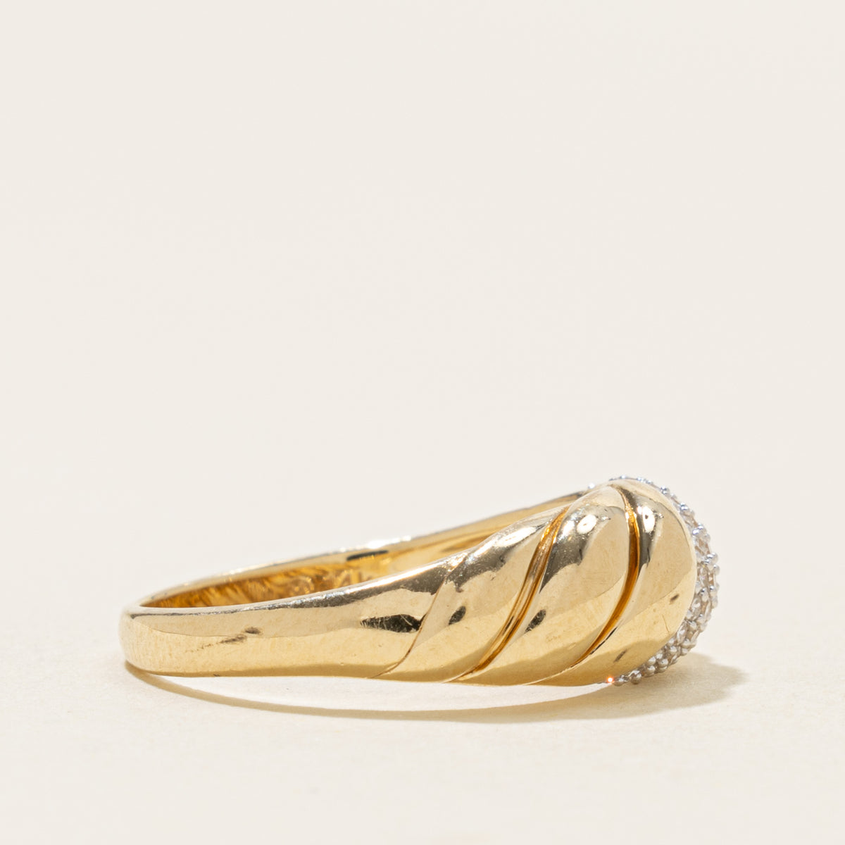 'Mejuri' Pavé Diamond Croissant Dome Ring | SZ 7