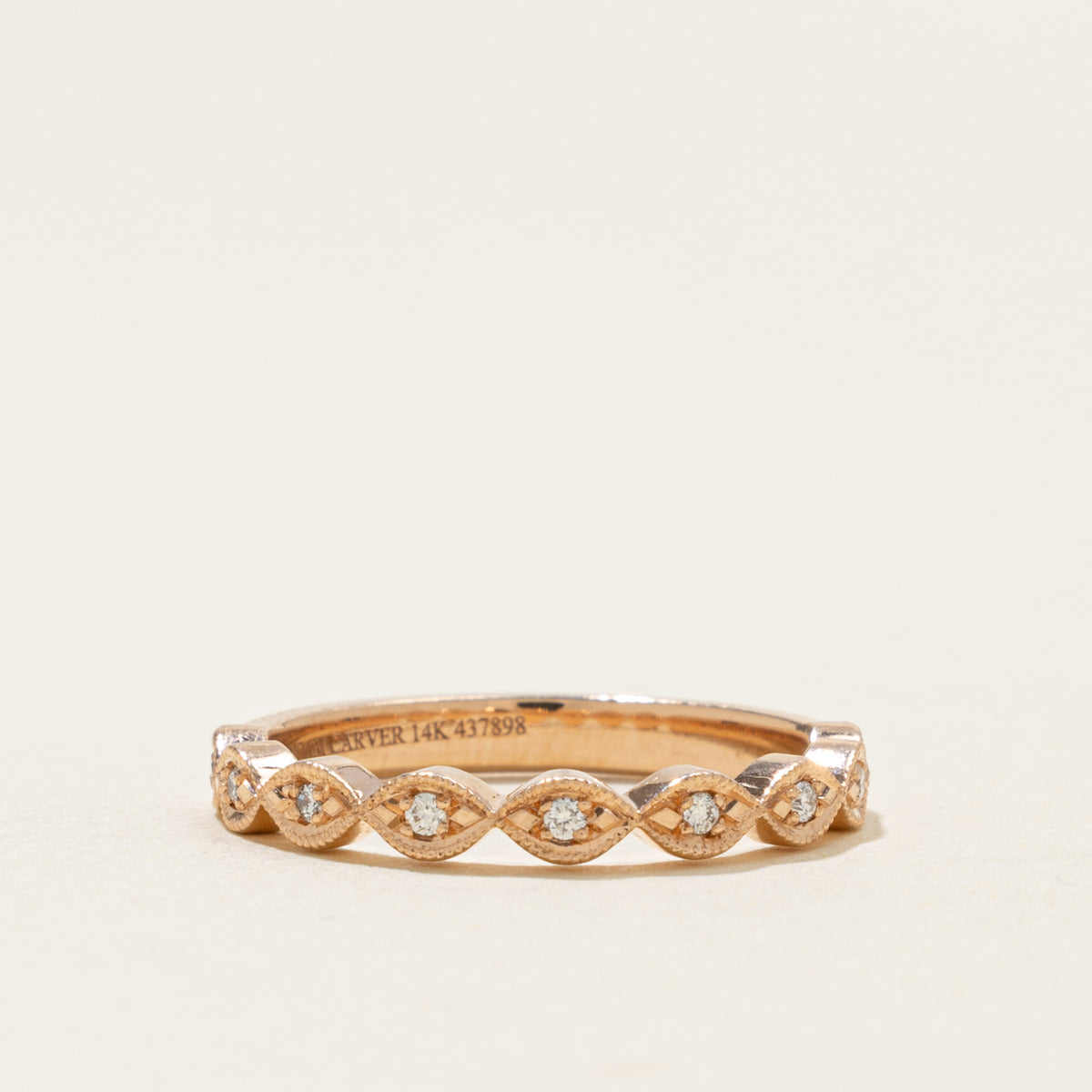 'Noam Carver' Semi Eternity Diamond Marquise Patterned Band | 2.4mm | SZ 5.25