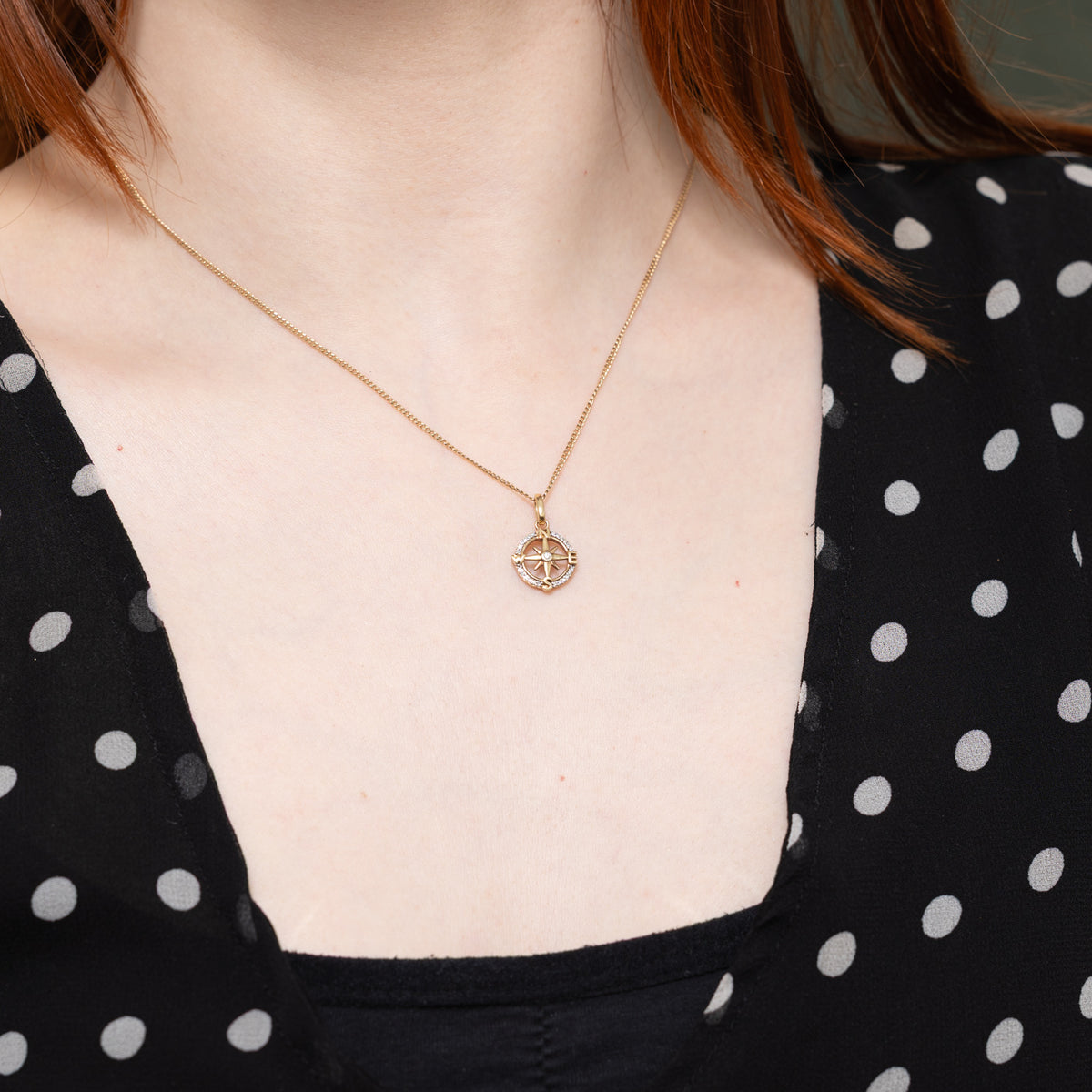 10k Diamond Compass Charm