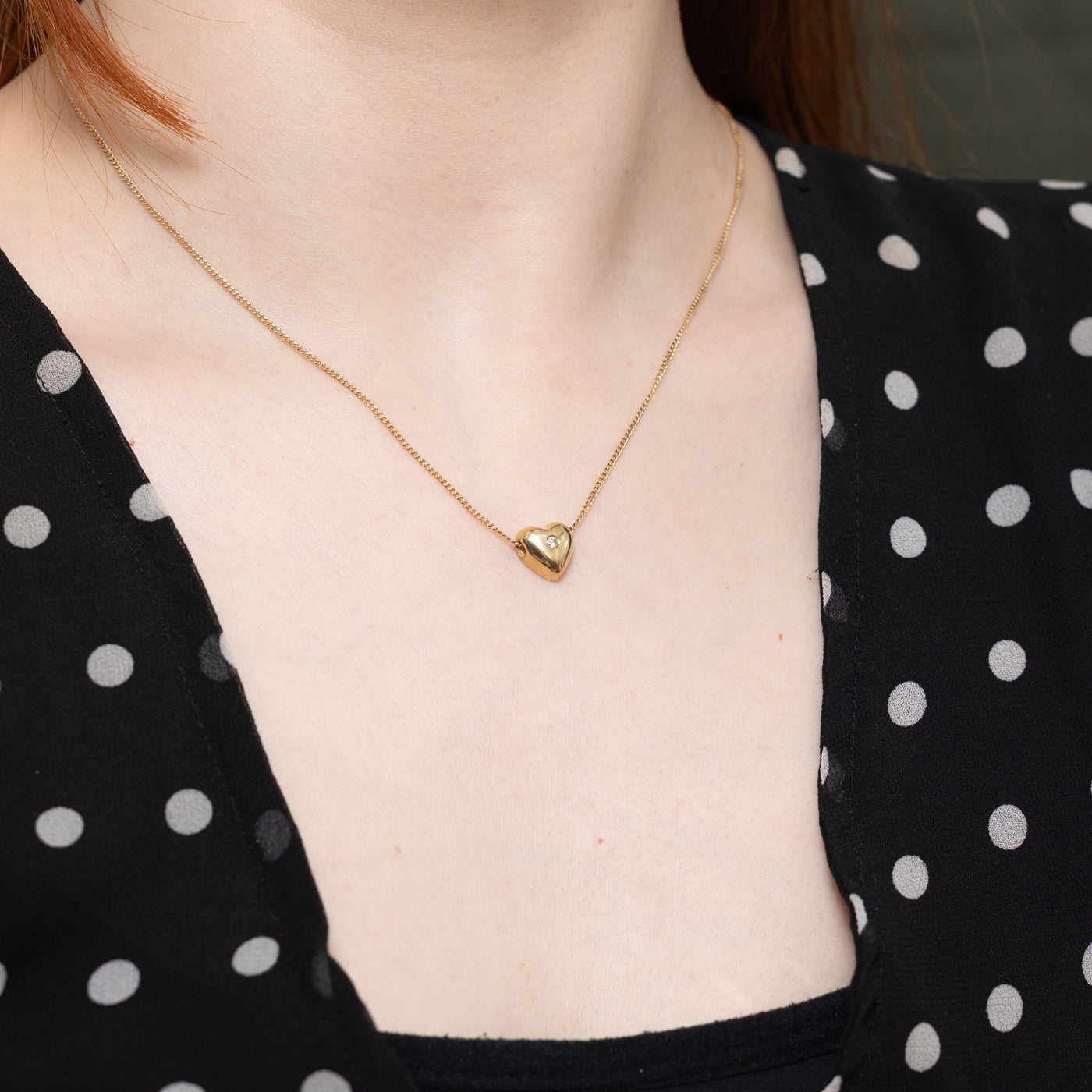 10k Diamond Puffed Heart Pendant
