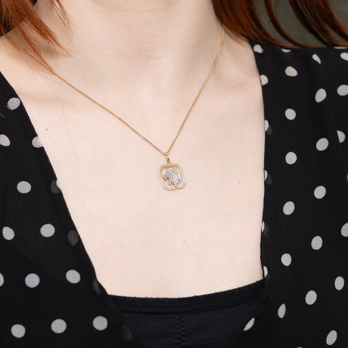 14k Diamond Lion Head Pendant
