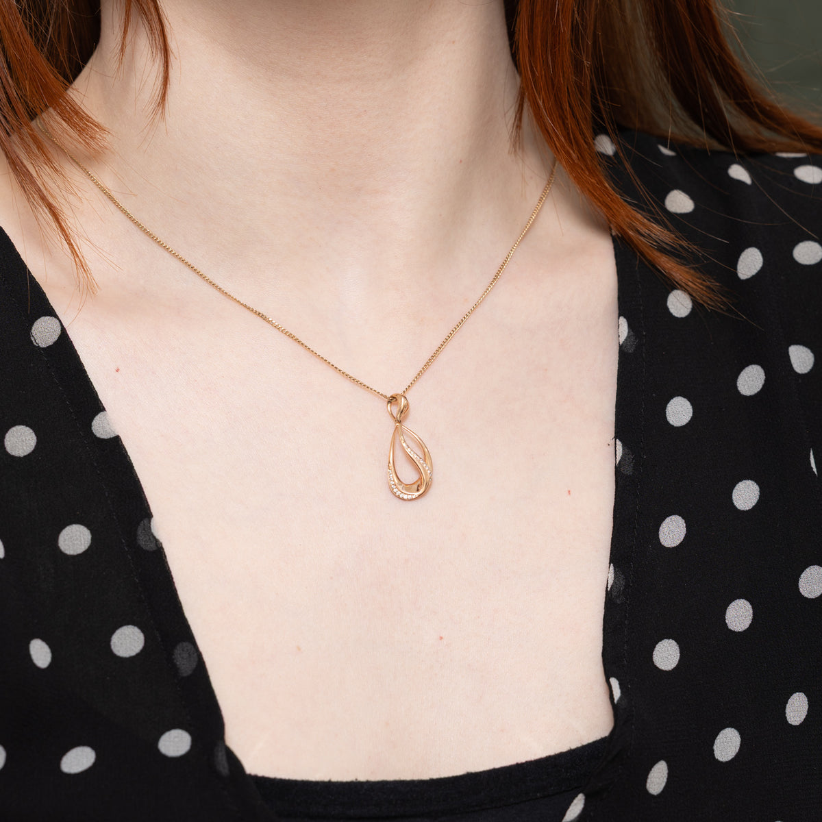 14k Rose Gold Diamond Accented Loop Pendant