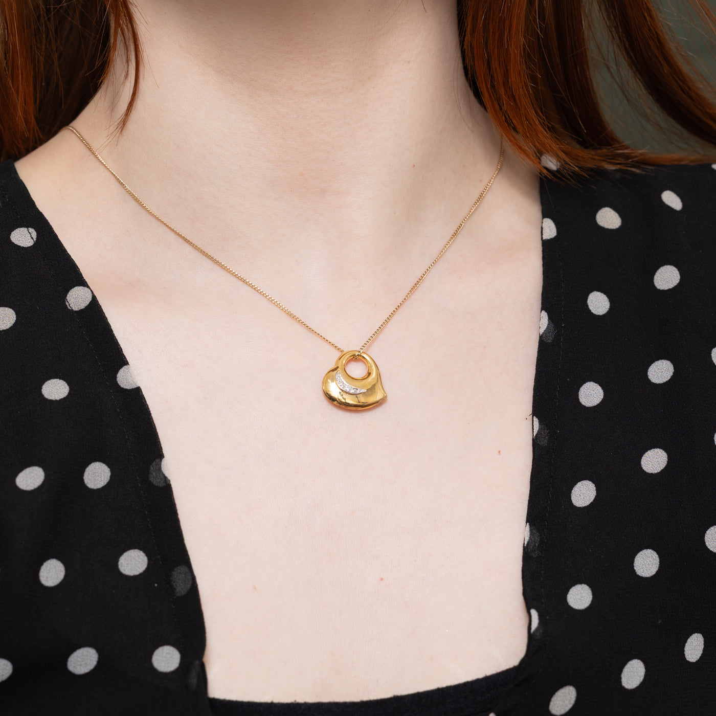 14k Diamond Accented Puffed Heart Pendant