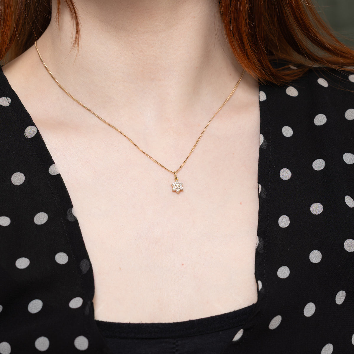 14k Diamond Cluster Floral Charm