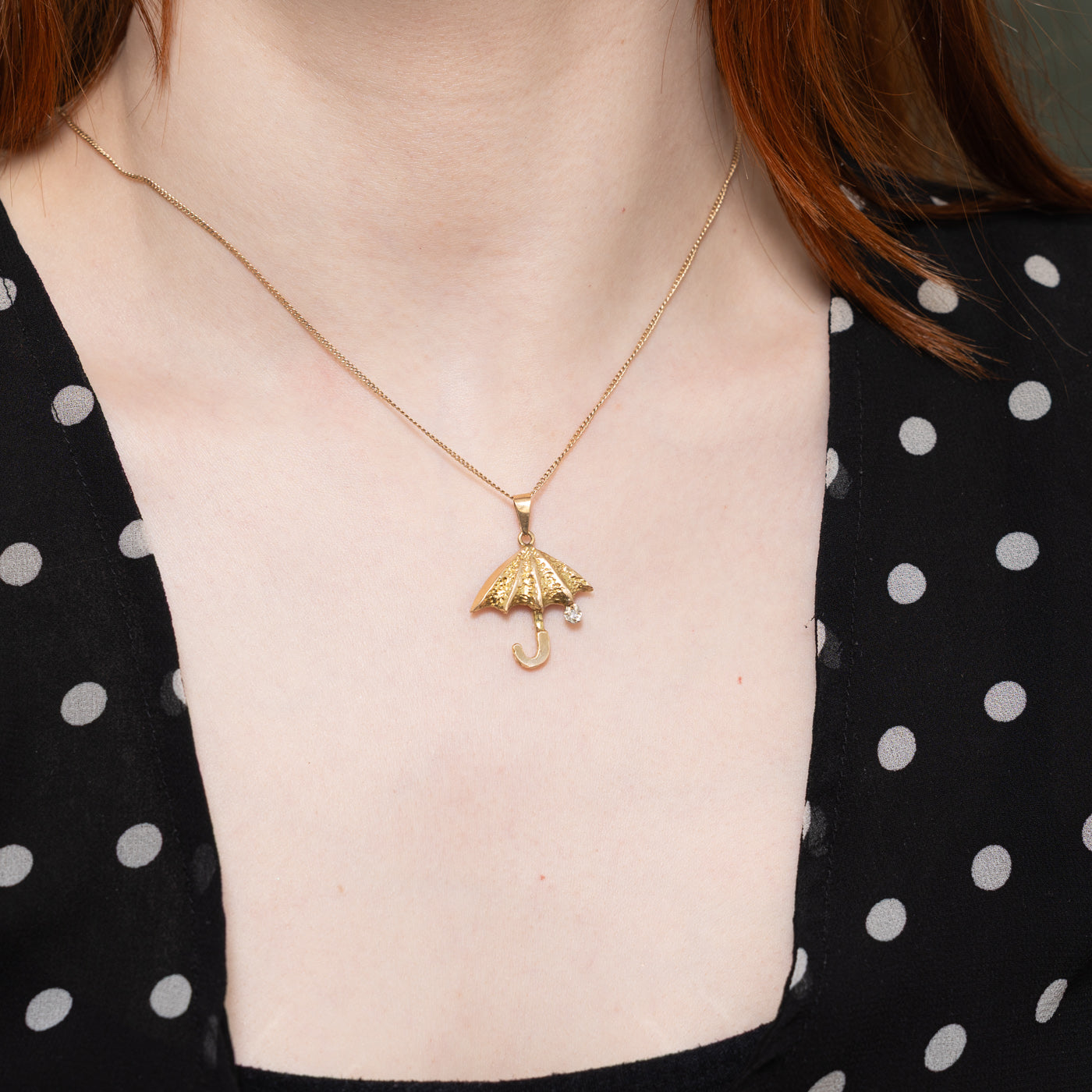 14k Diamond Umbrella Pendant