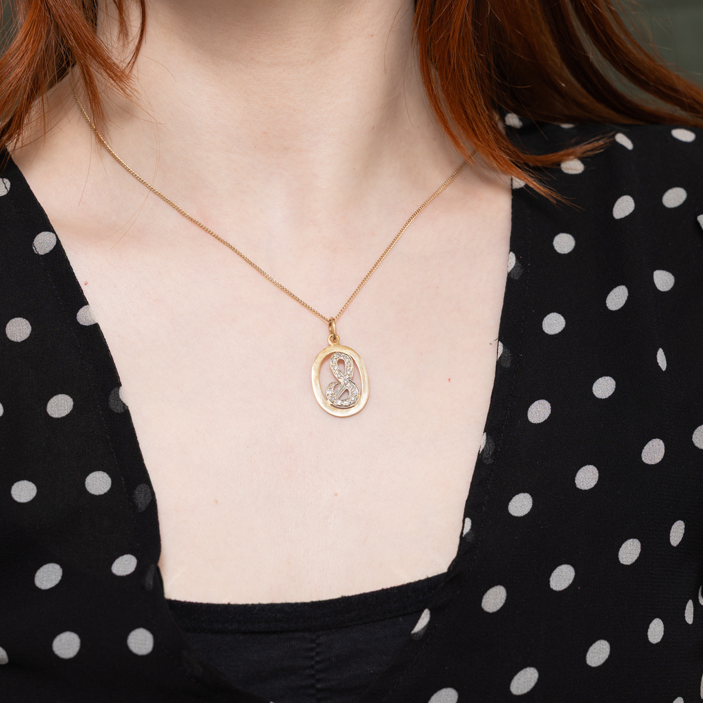 14k Diamond "S" Initial Pendant