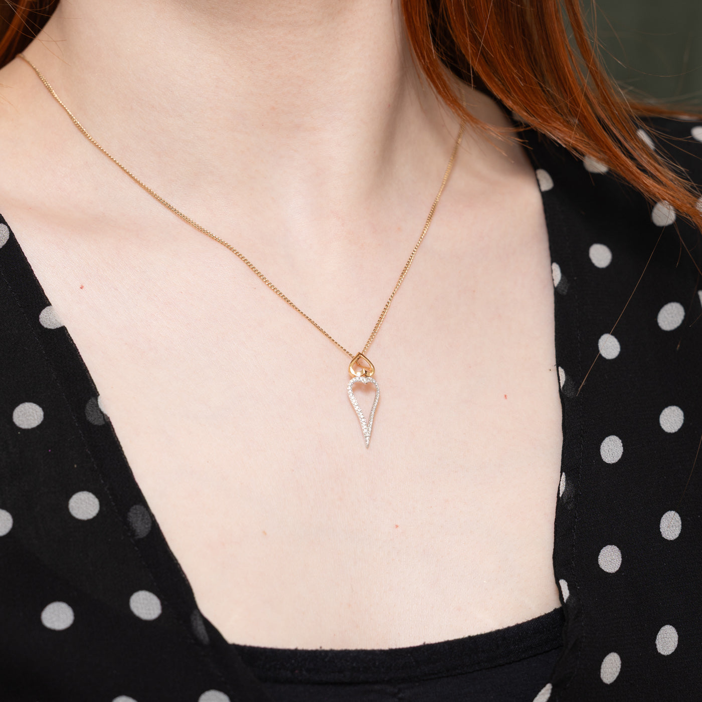 18k Two Tone Gold Diamond Hearts Pendant
