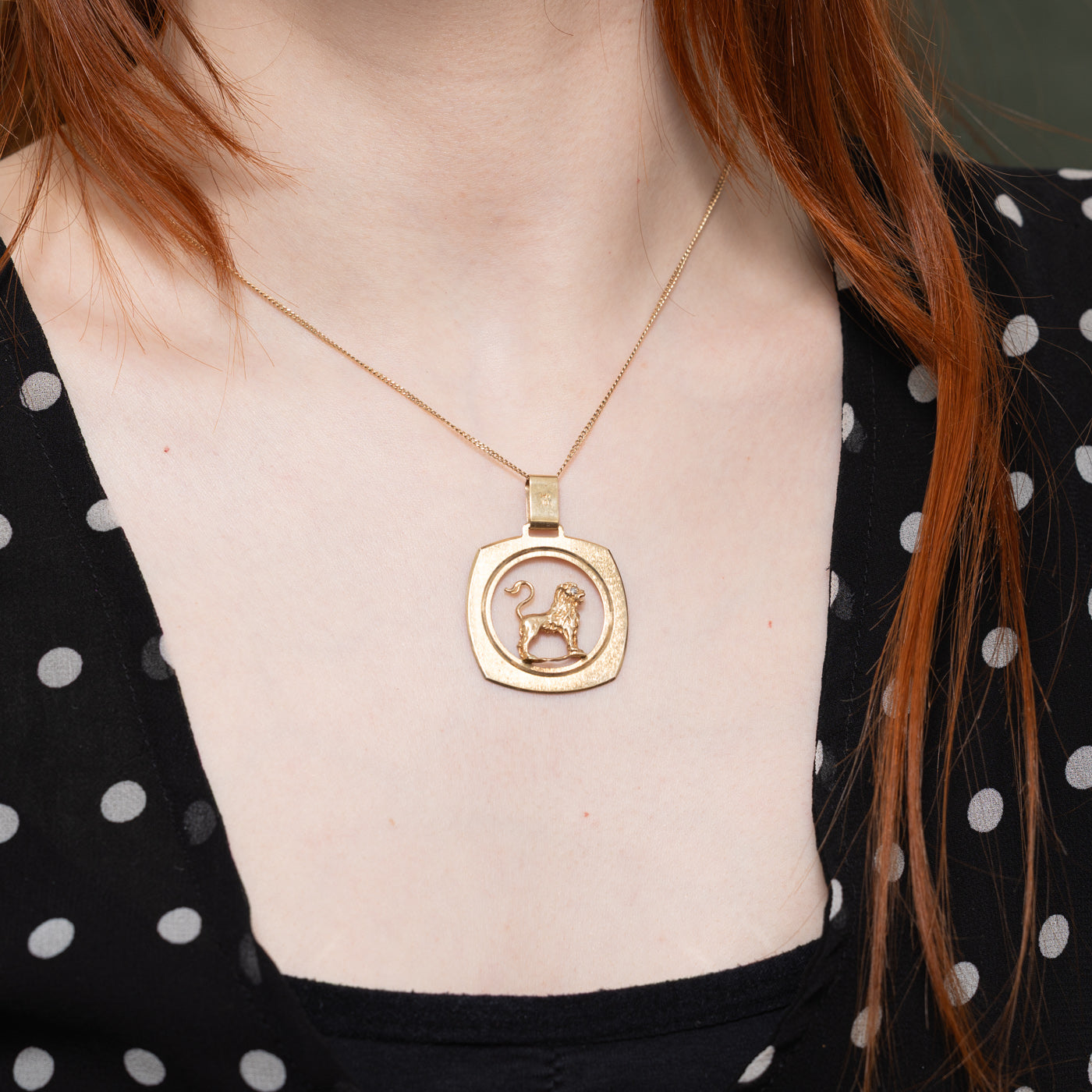 10k Diamond Lion Framed Pendant