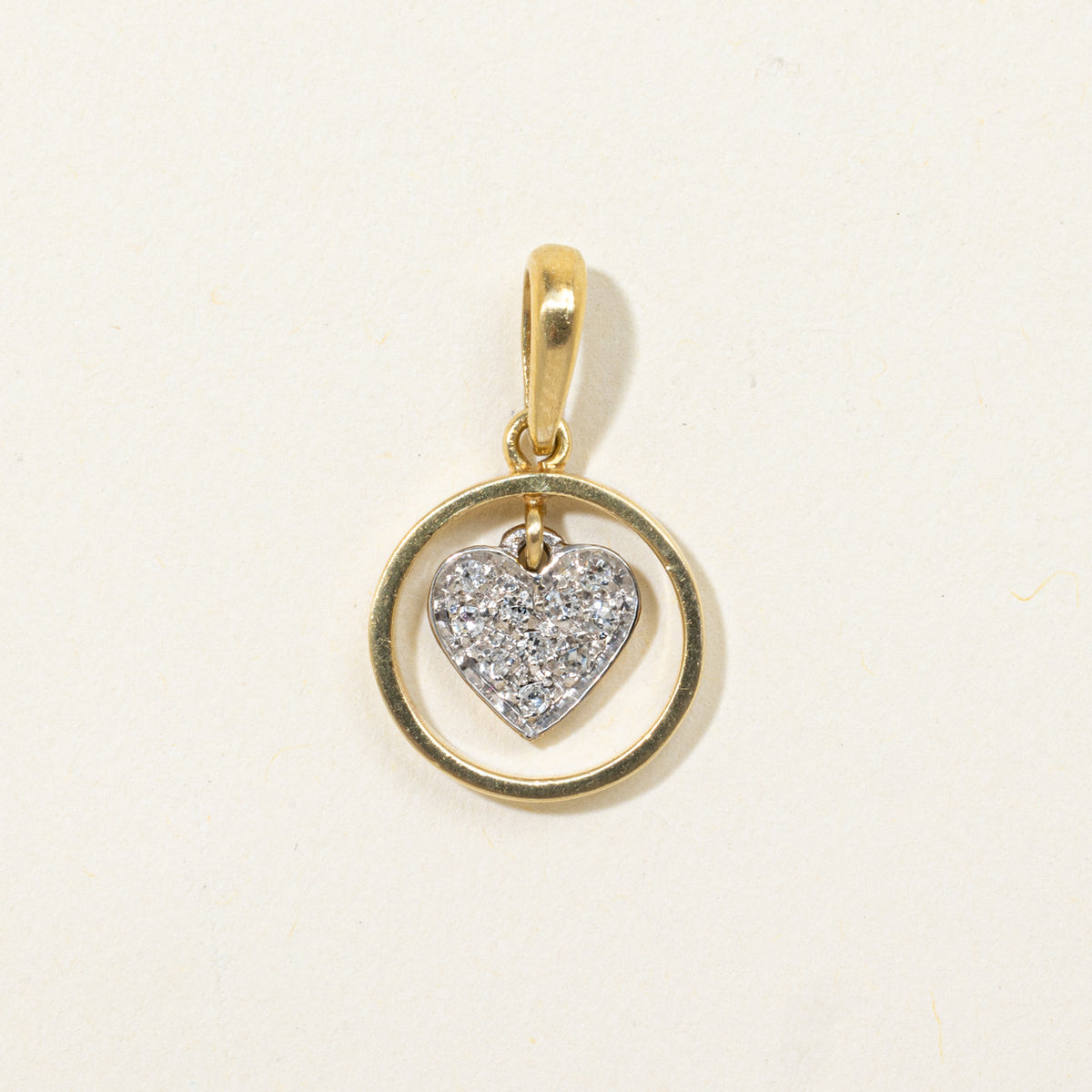 Italian 18k Diamond Dangling Heart Pendant
