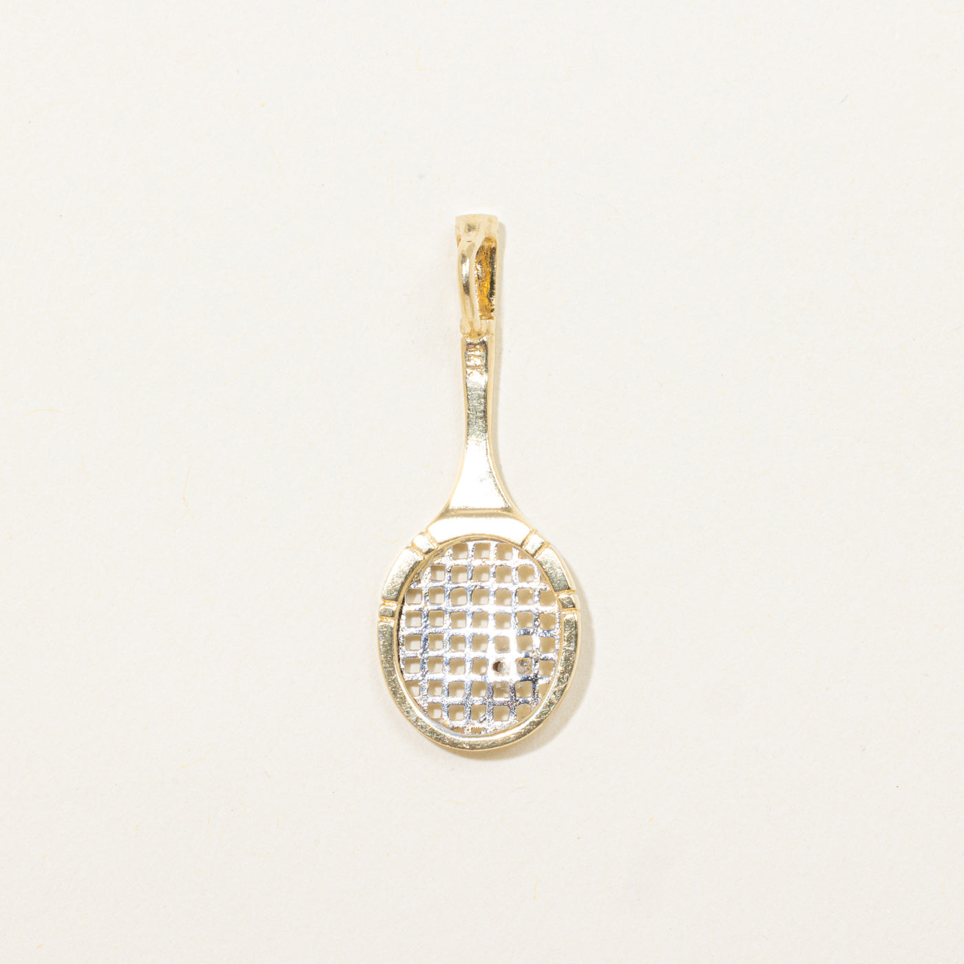 14k Diamond Tennis Racket Pendant