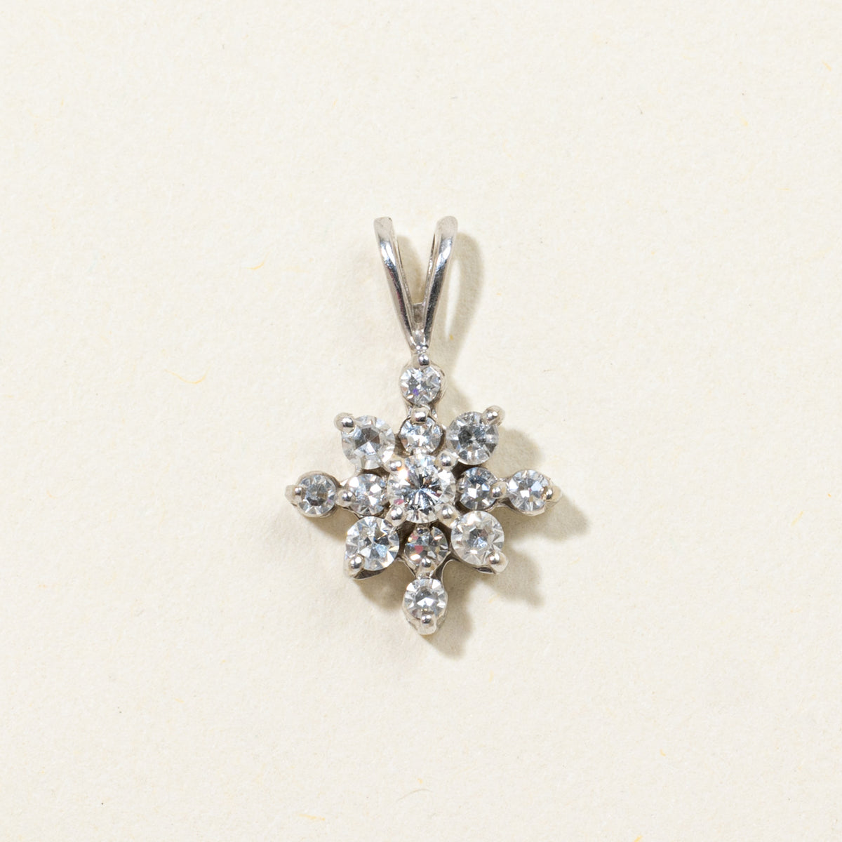 14k Diamond Snowflake Cluster Pendant