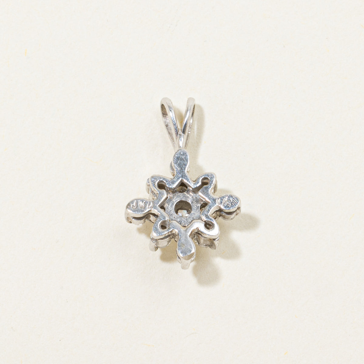 14k Diamond Snowflake Cluster Pendant