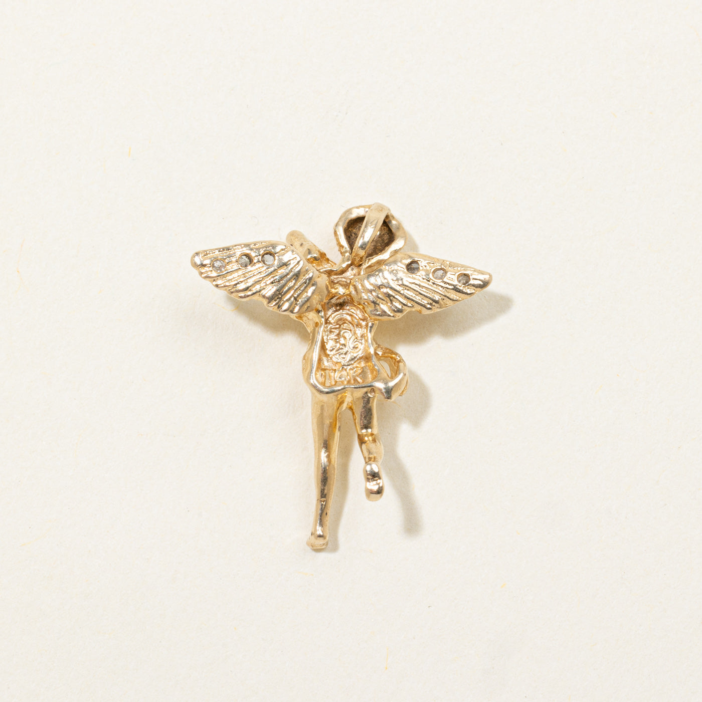 14k Diamond Accented Angel Pendant