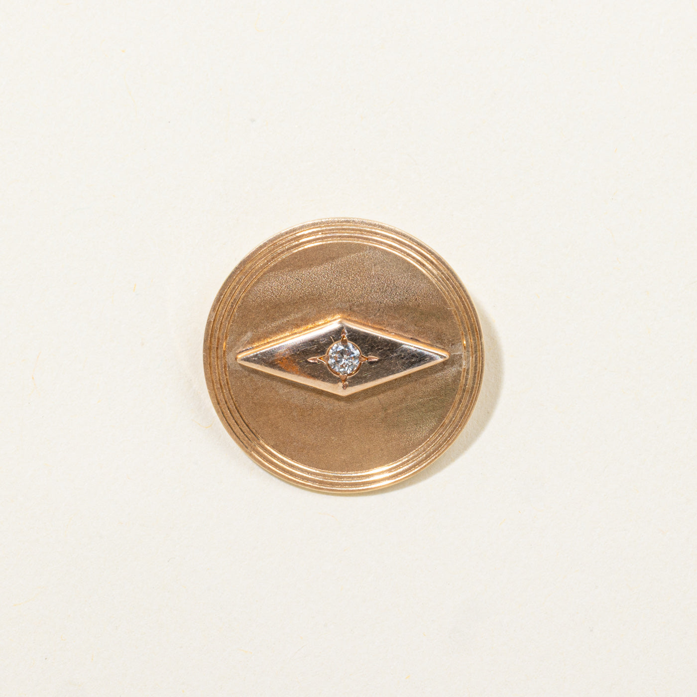 14k Diamond Geometric Circle Pendant Brooch