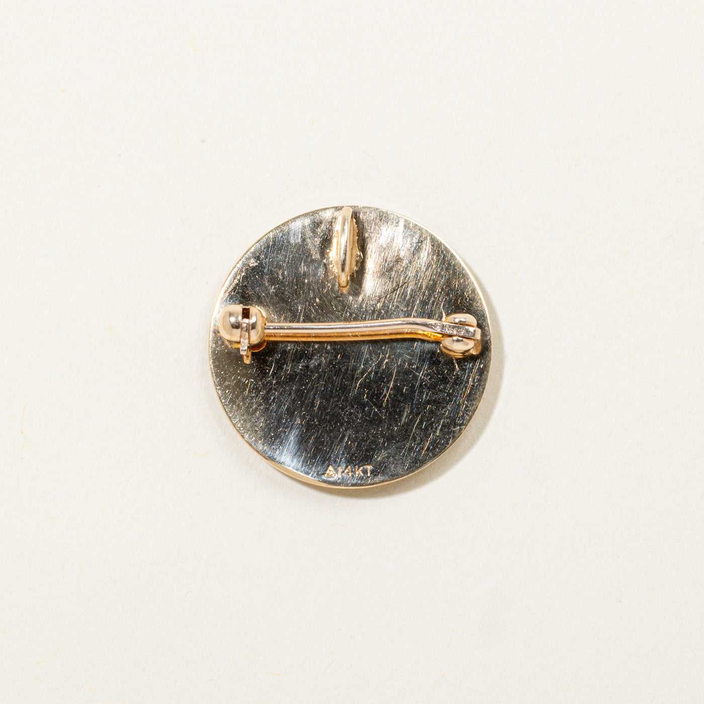 14k Diamond Geometric Circle Pendant Brooch