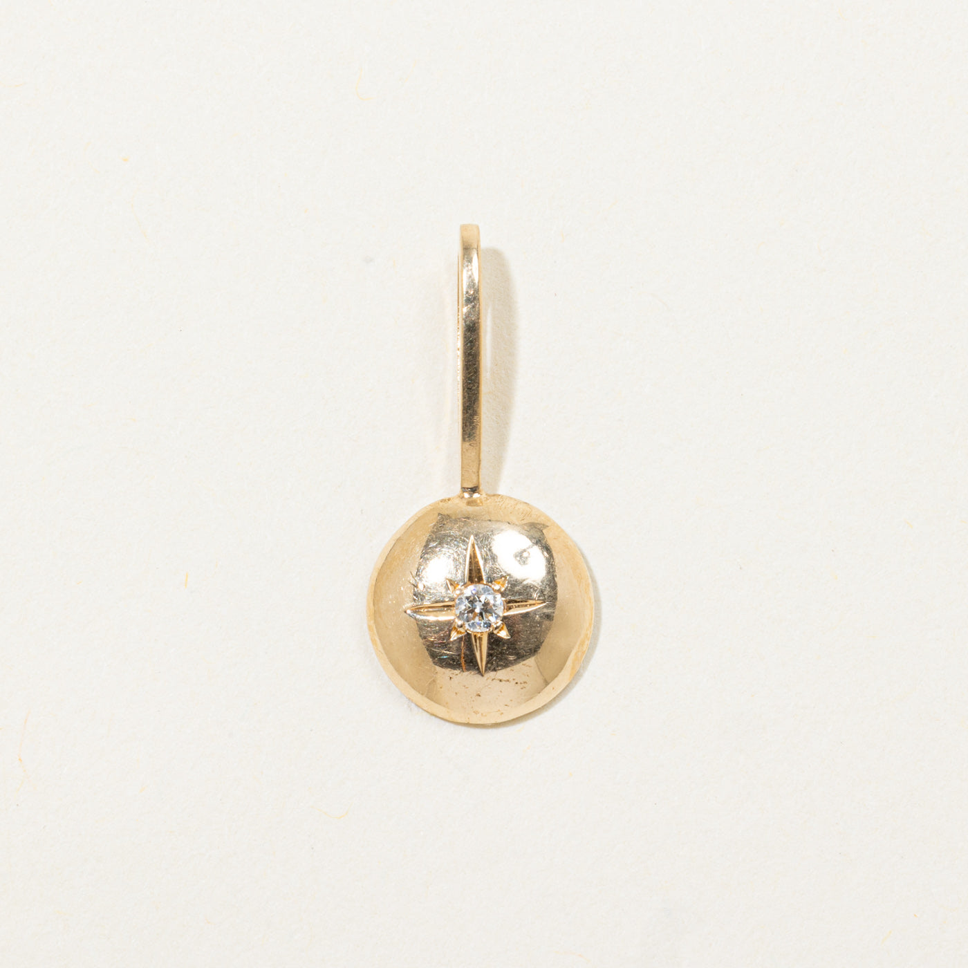 14k Star Set Diamond Half Sphere Pendant