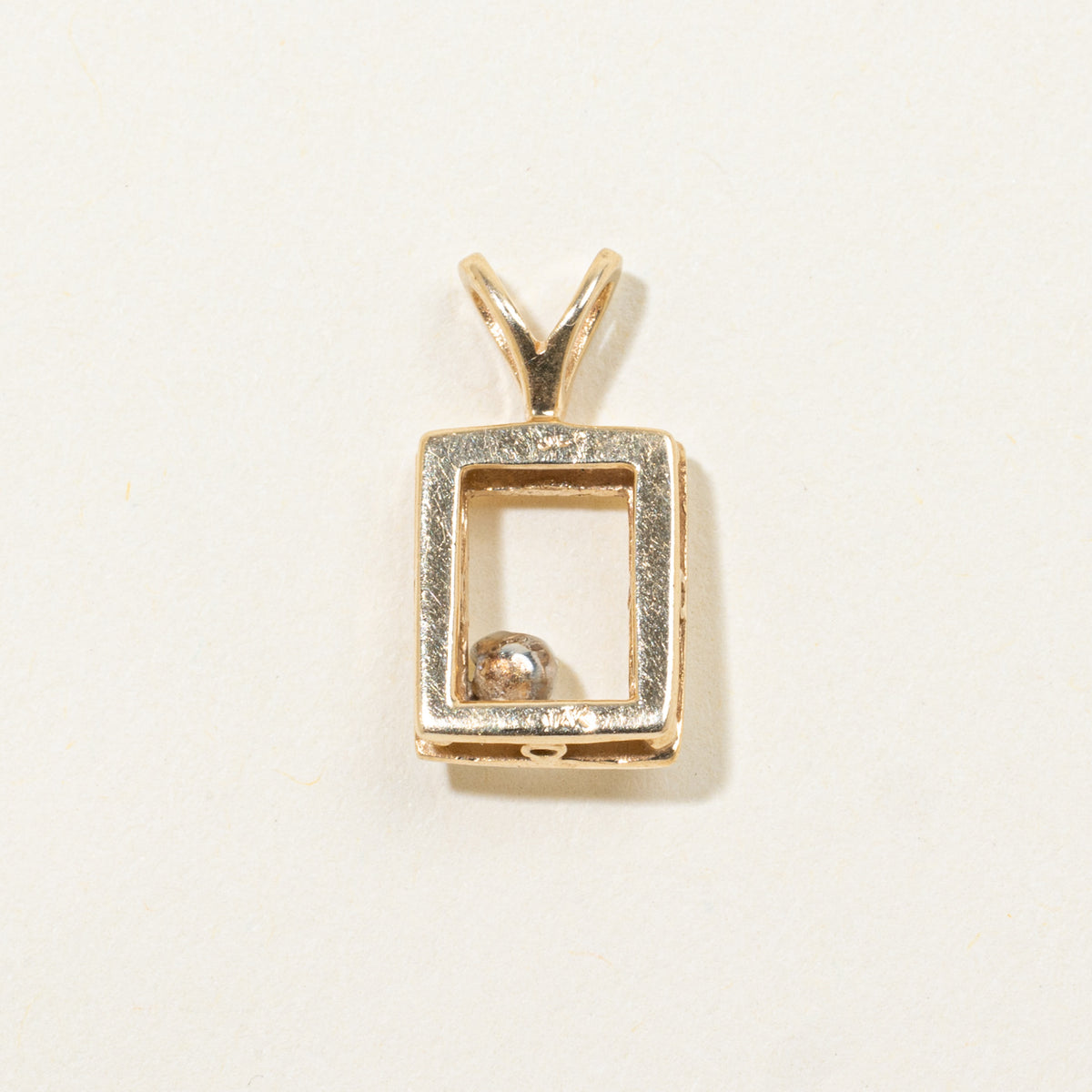 14k Diamond Textured Framed Pendant