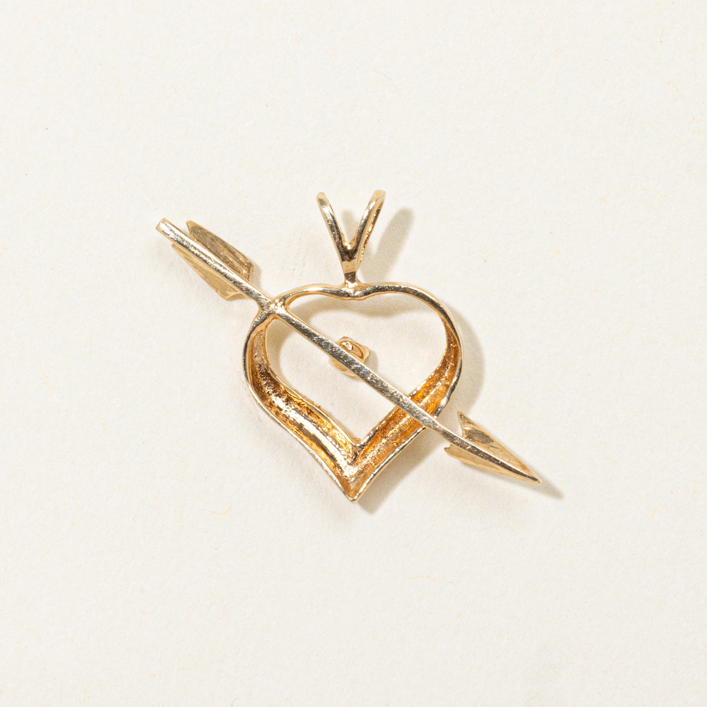 14k Diamond Heart & Arrow Pendant