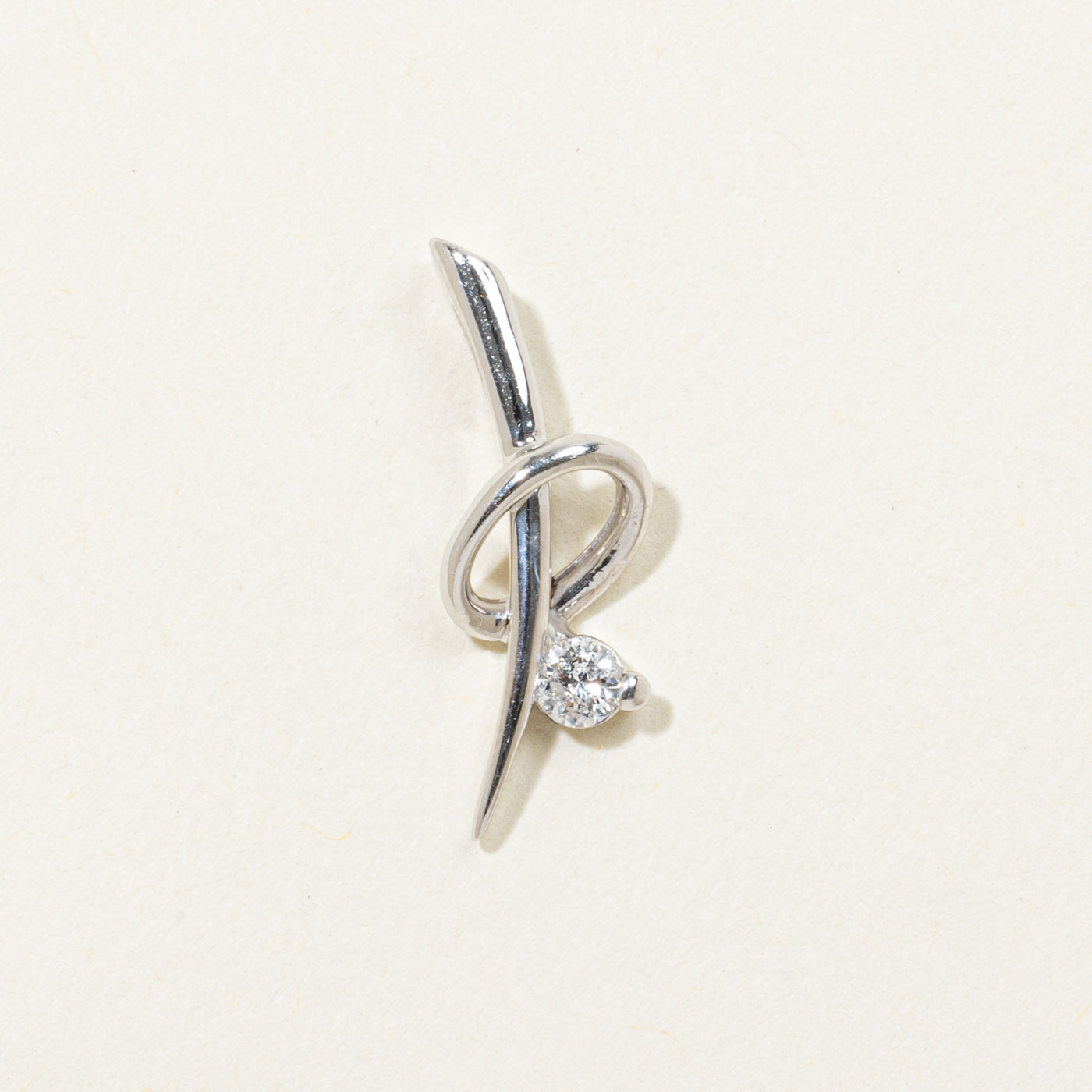 14k Single Diamond Abstract Pendant