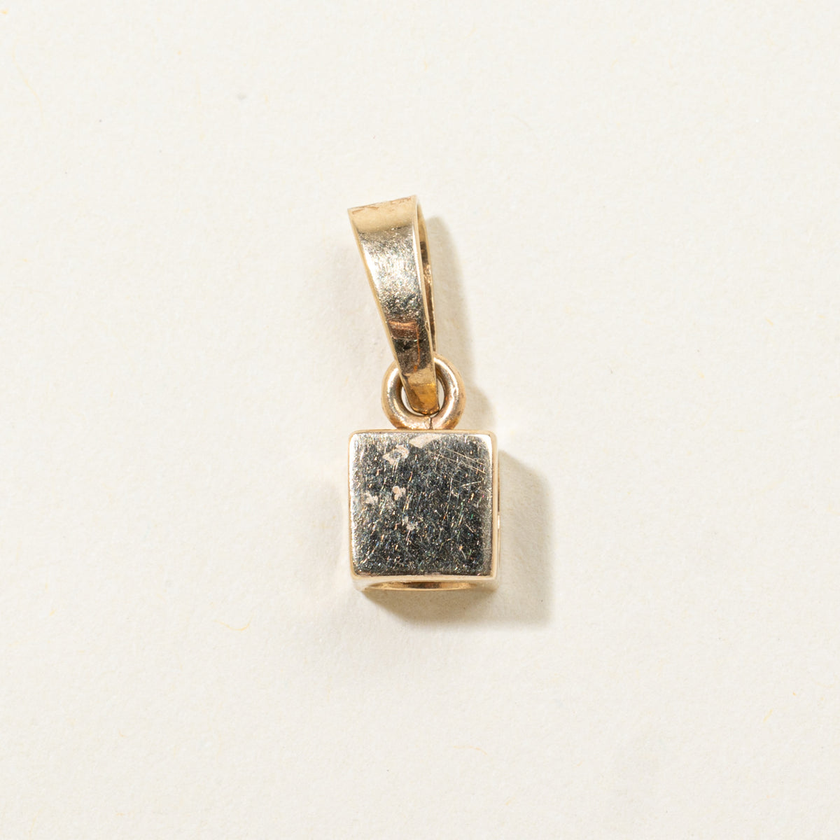 14k Single Diamond Cube Pendant