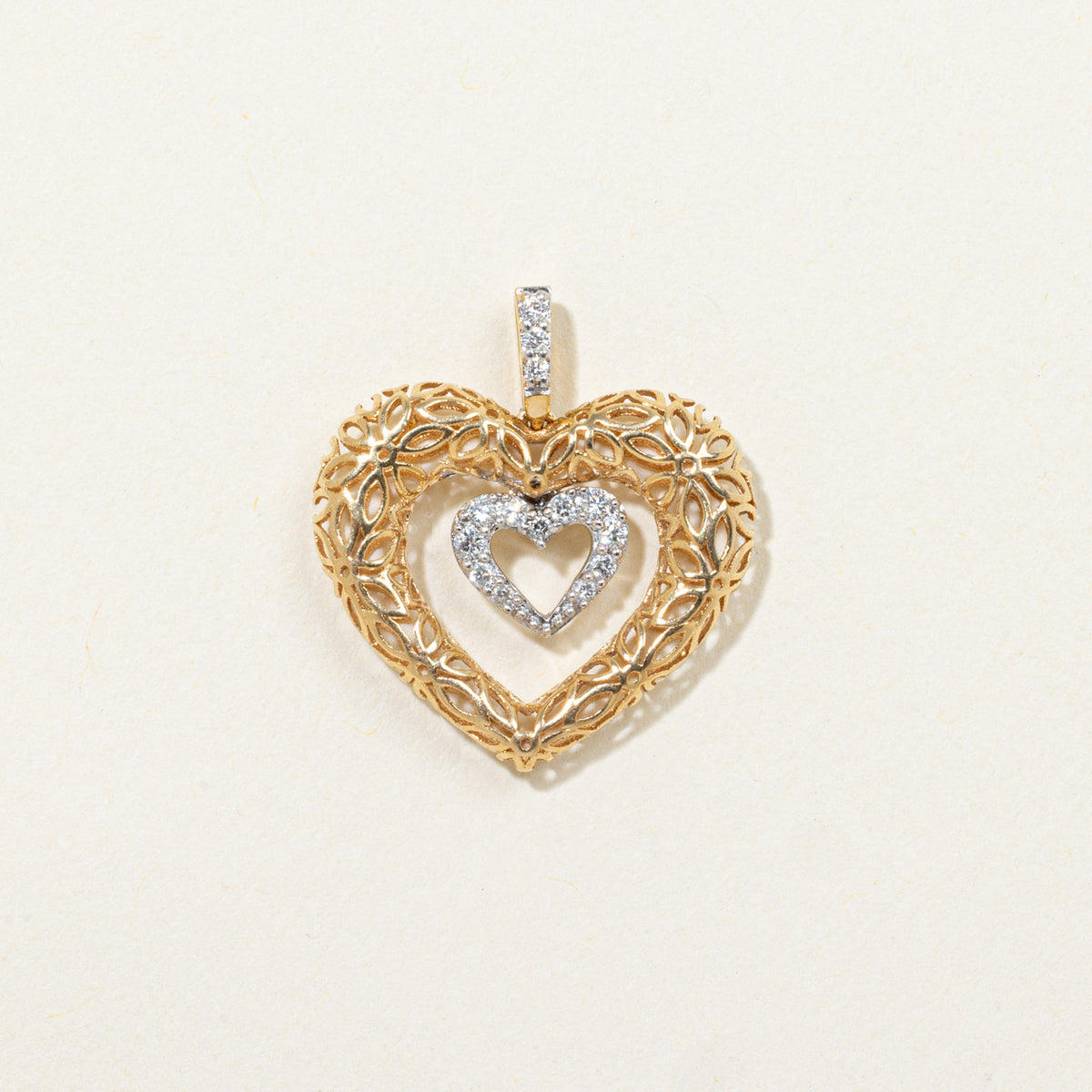 18k Diamond Openwork Heart Pendant