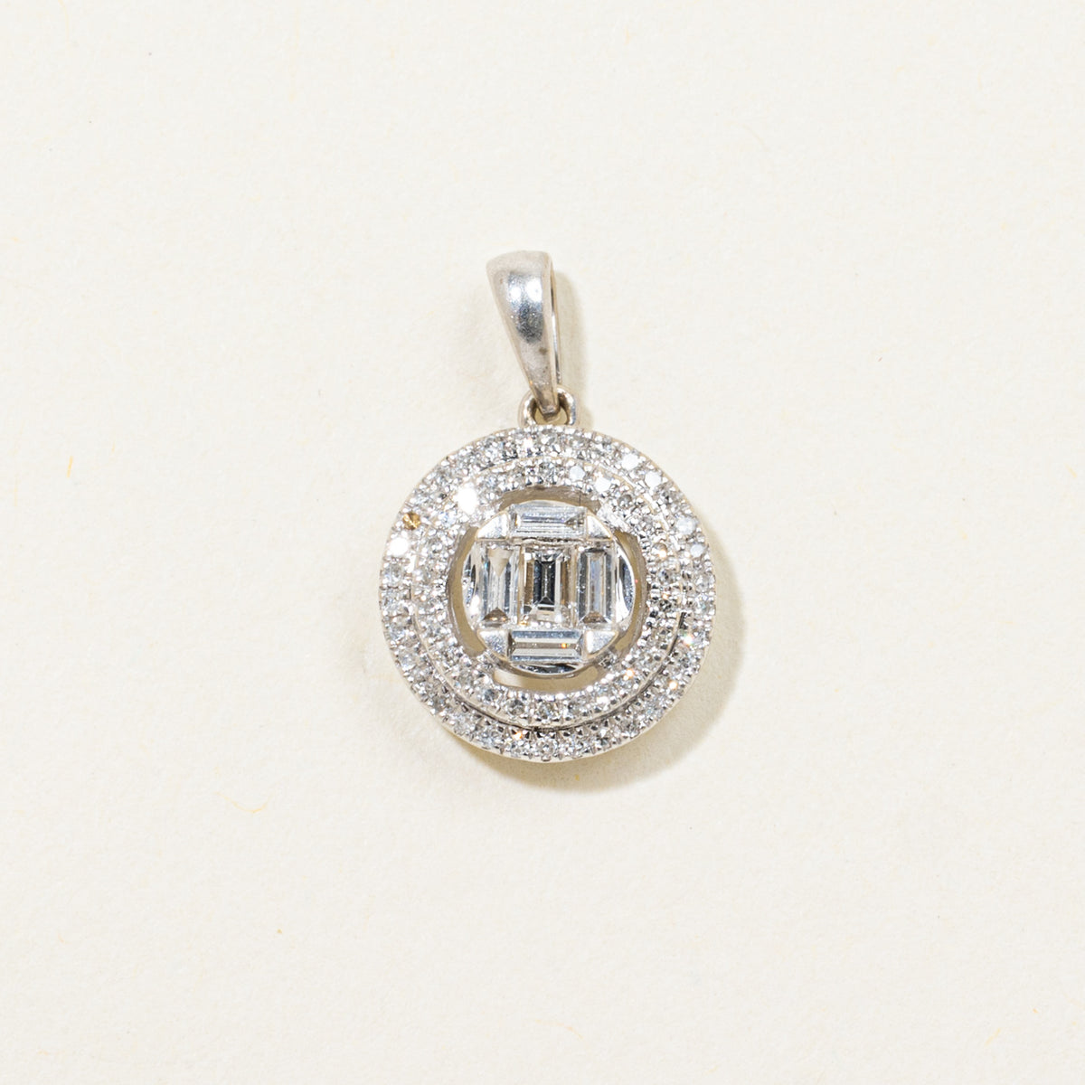 18k Invisible Set Diamond Halo Pendant