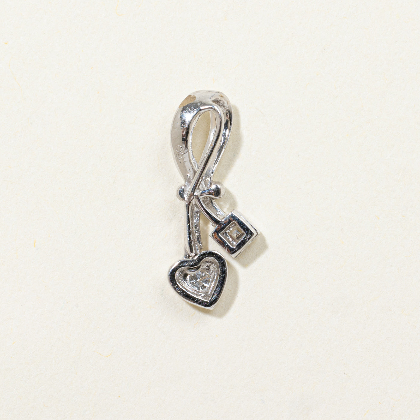 18k Diamond Heart and Square Pendant