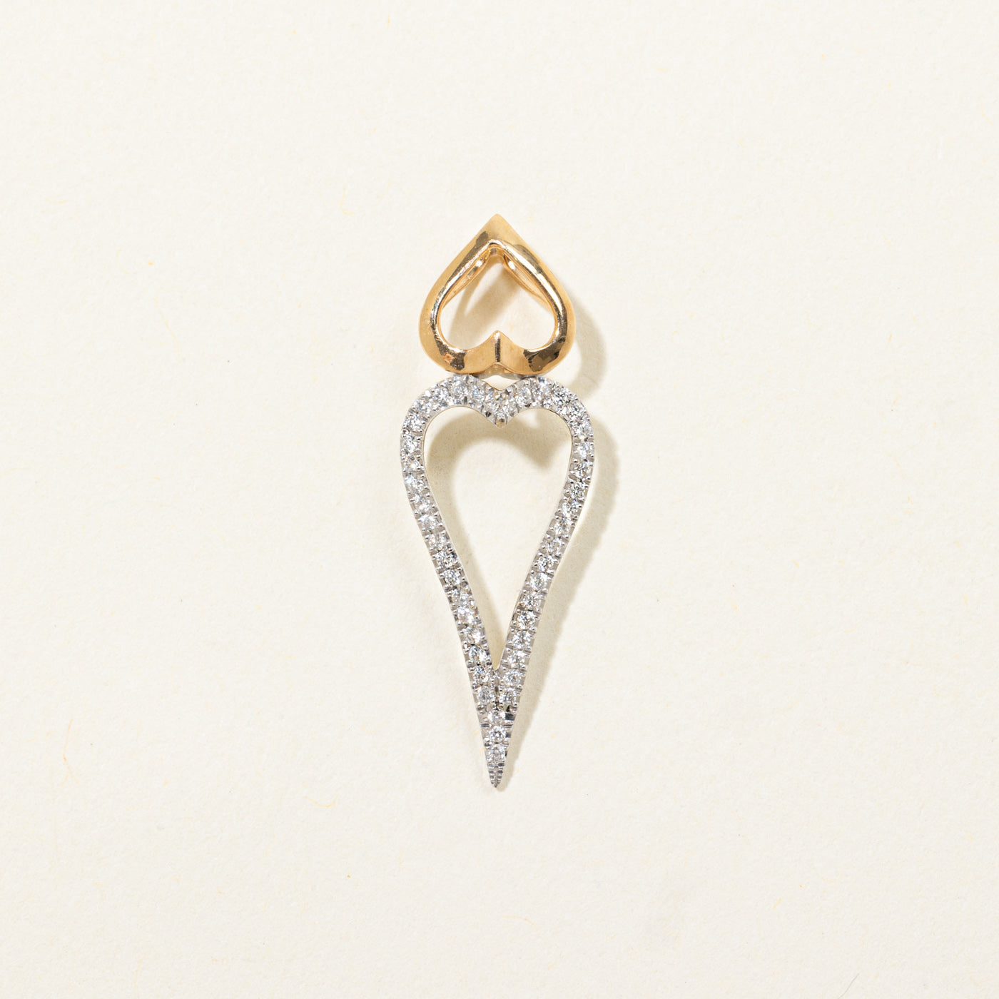 18k Two Tone Gold Diamond Hearts Pendant