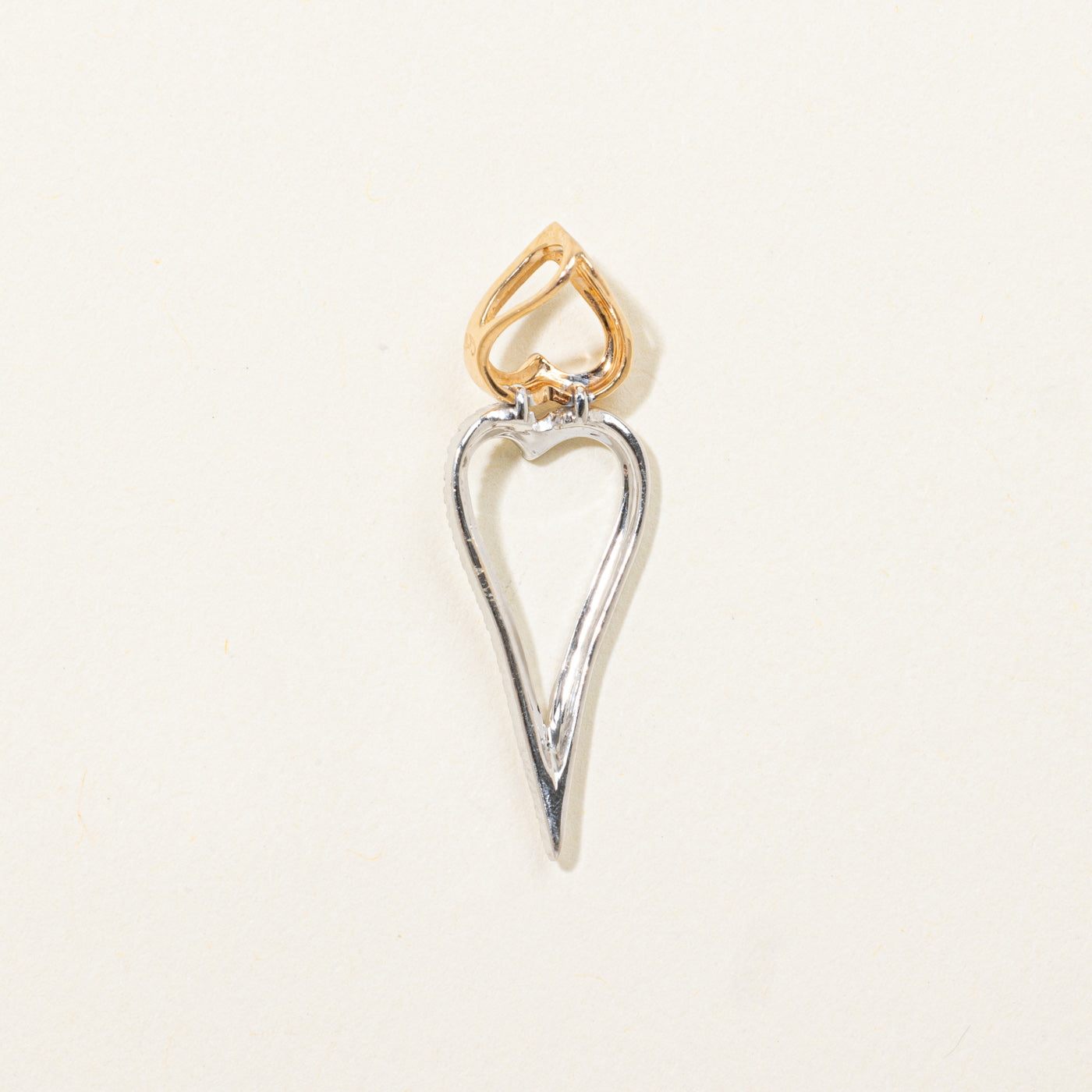 18k Two Tone Gold Diamond Hearts Pendant