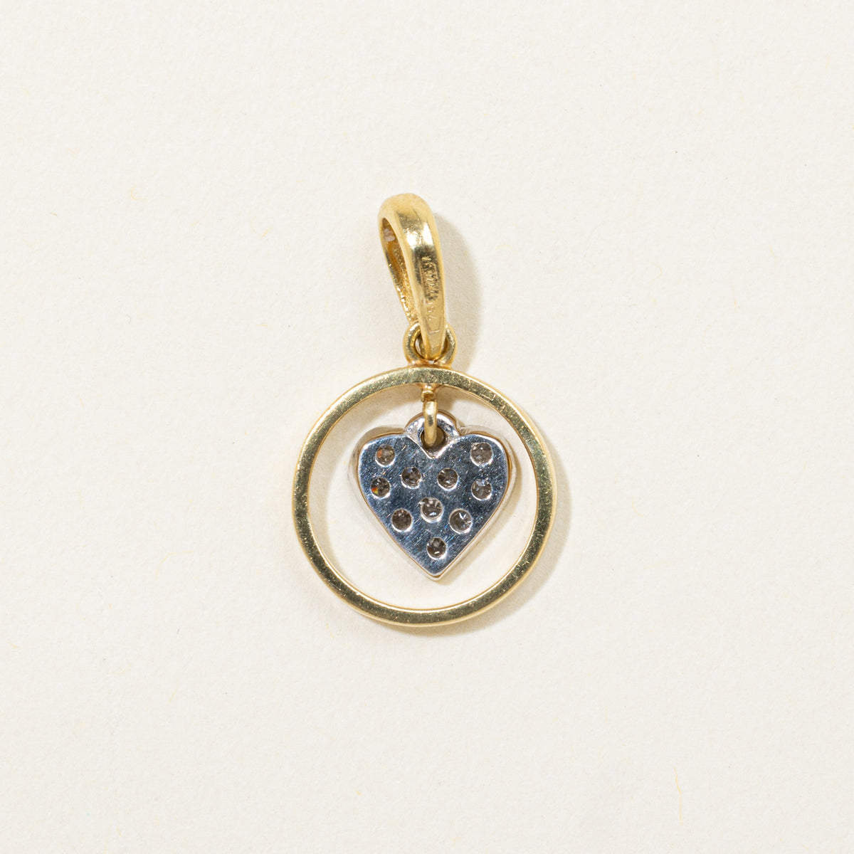 Italian 18k Diamond Dangling Heart Pendant