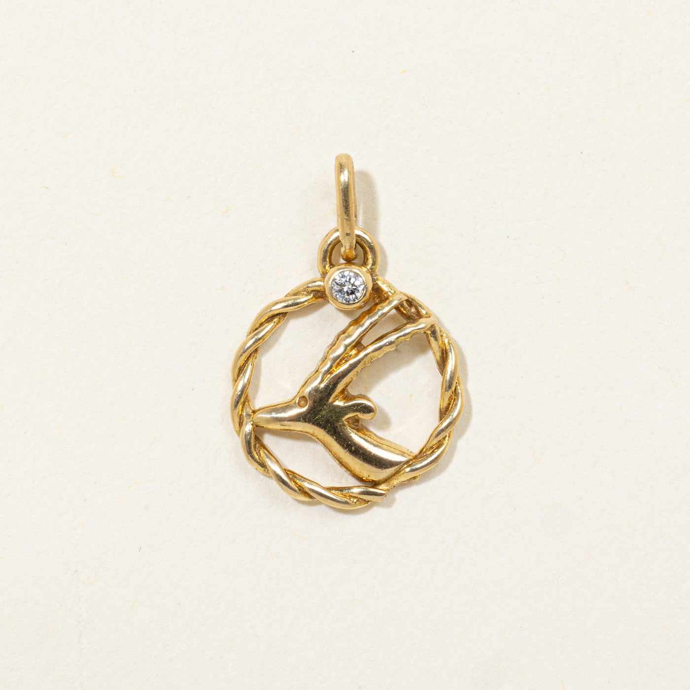 Italian 18k Diamond Gazelle Head Charm