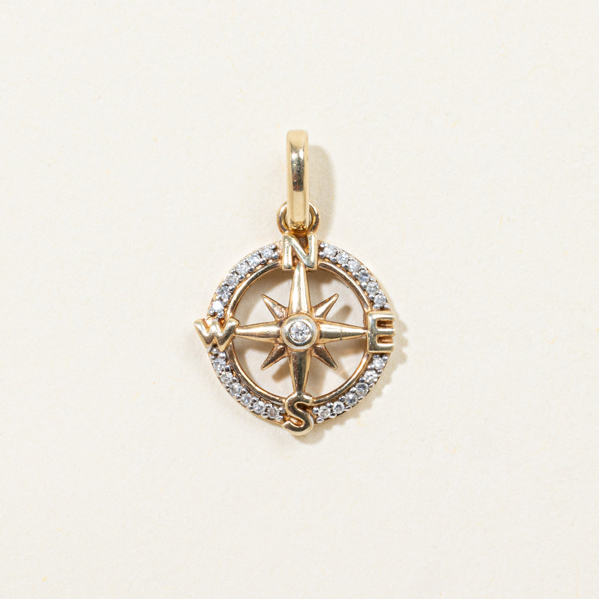10k Diamond Compass Charm