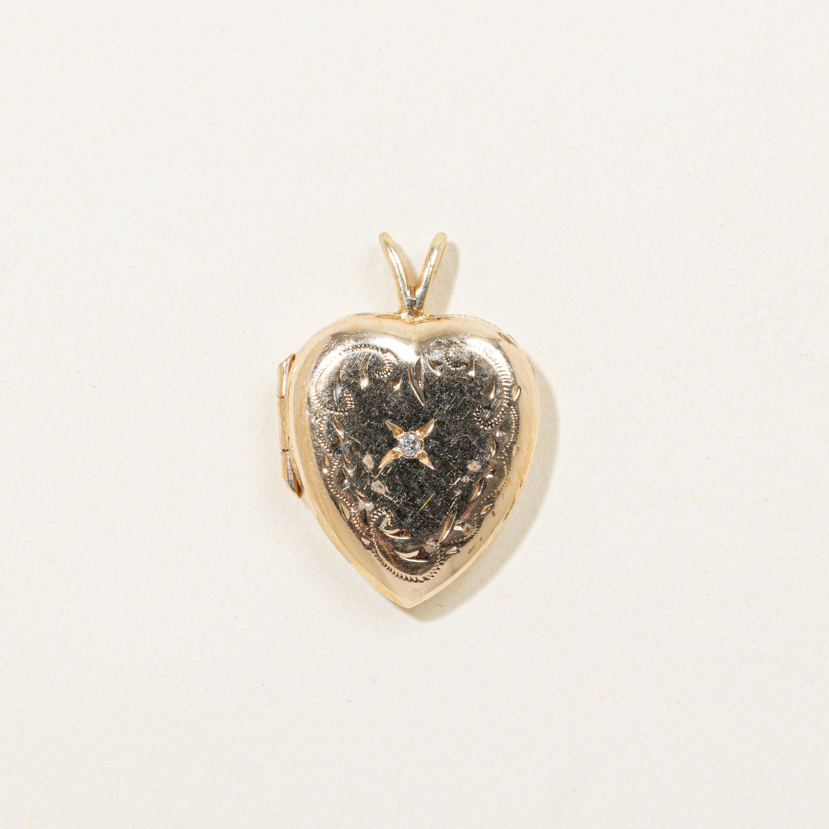 10k Diamond Engraved Heart Locket
