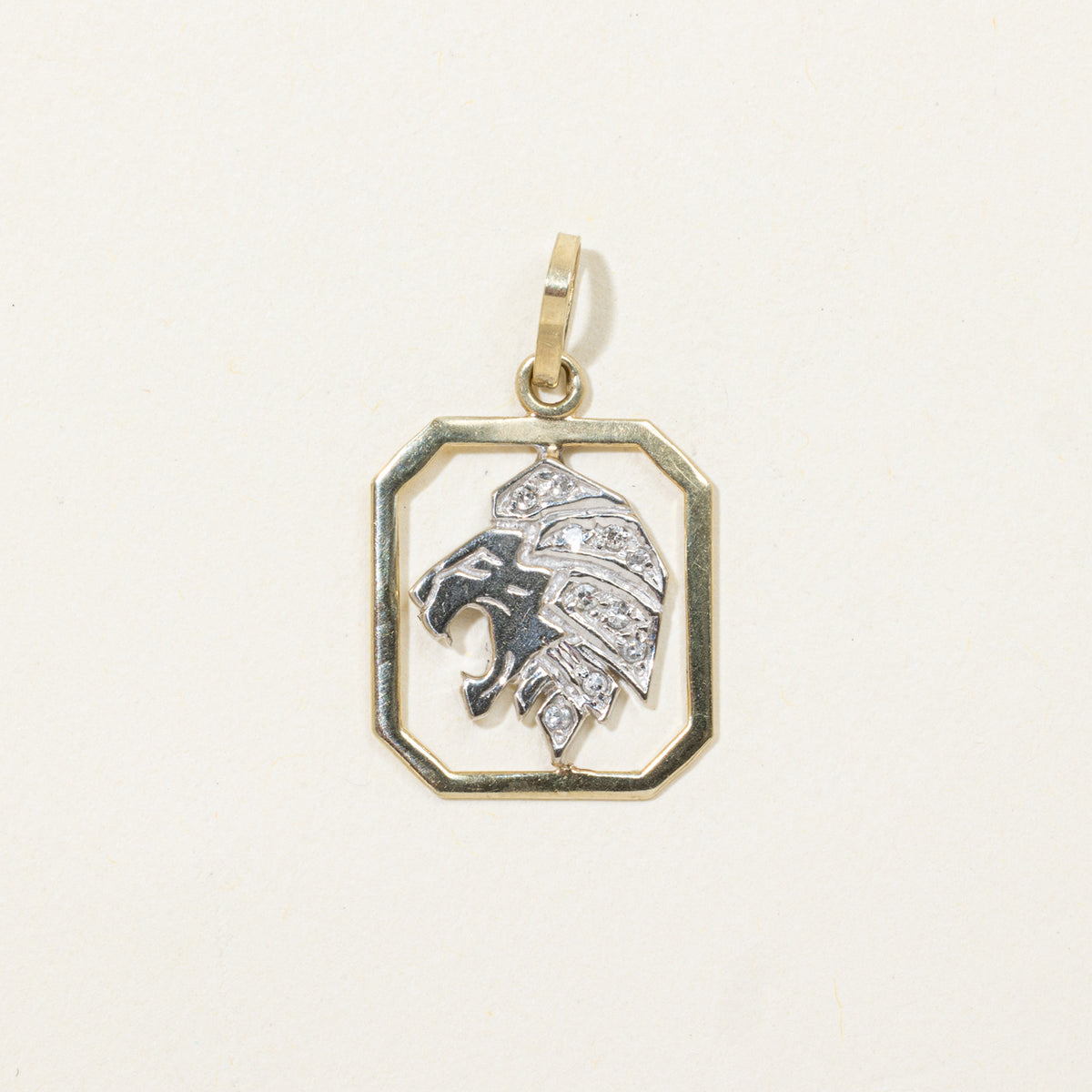 14k Diamond Lion Head Pendant