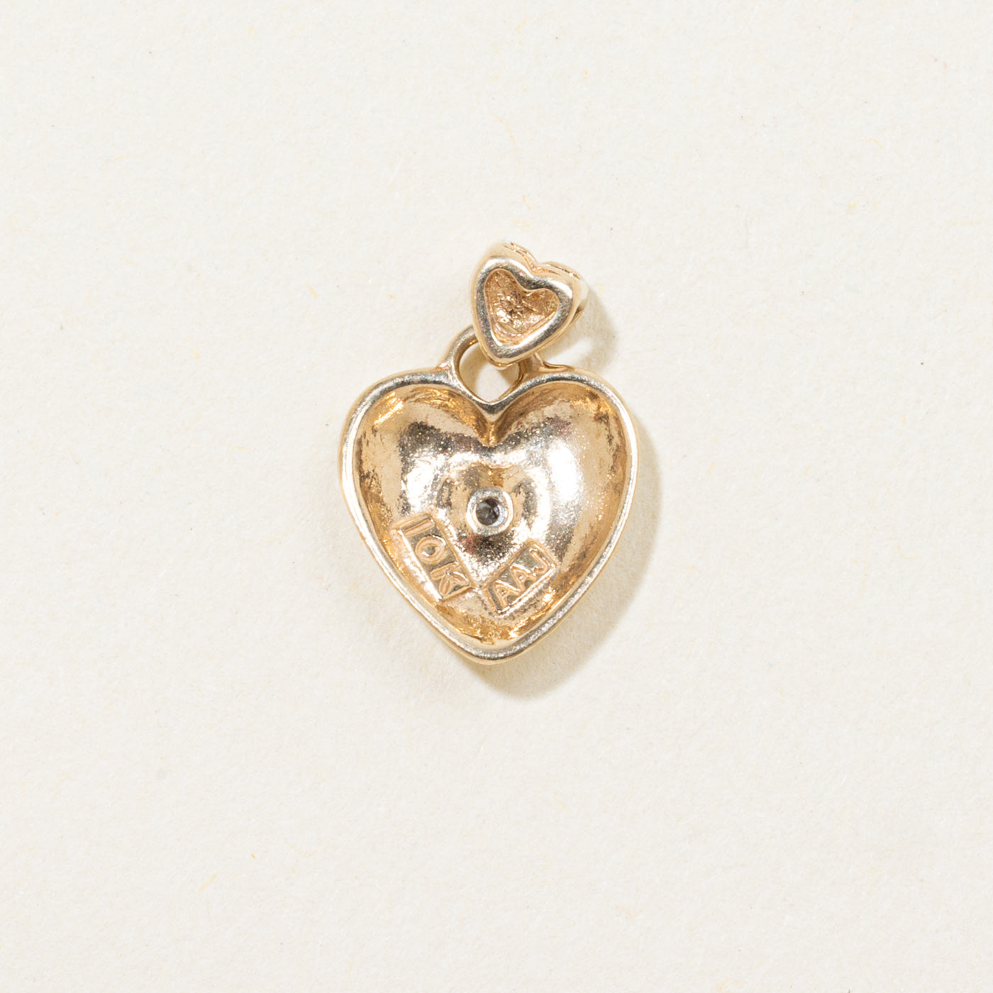 10k Single Diamond Puffed Heart Pendant