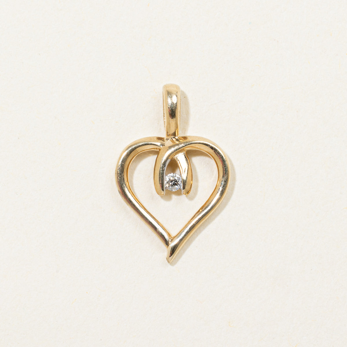 10k Diamond Looped Heart Pendant
