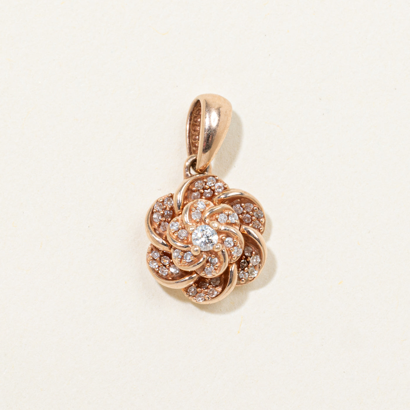 10k Rose Gold Diamond Flower Pendant