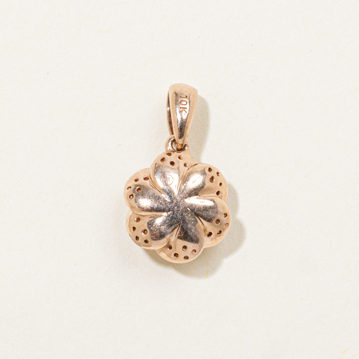 10k Rose Gold Diamond Flower Pendant
