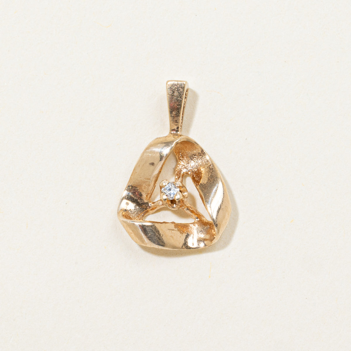10k Diamond Abstract Triangle Pendant