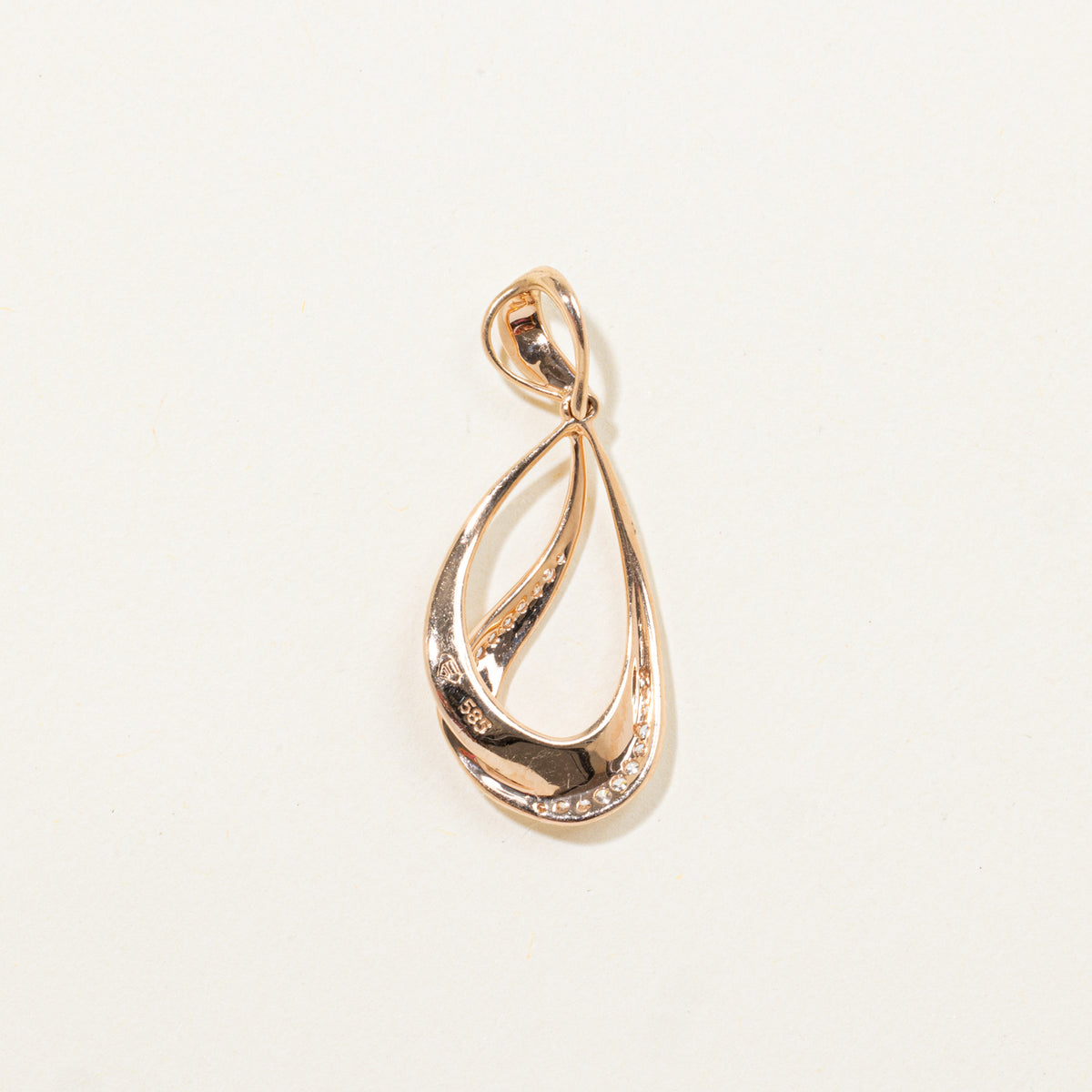 14k Rose Gold Diamond Accented Loop Pendant
