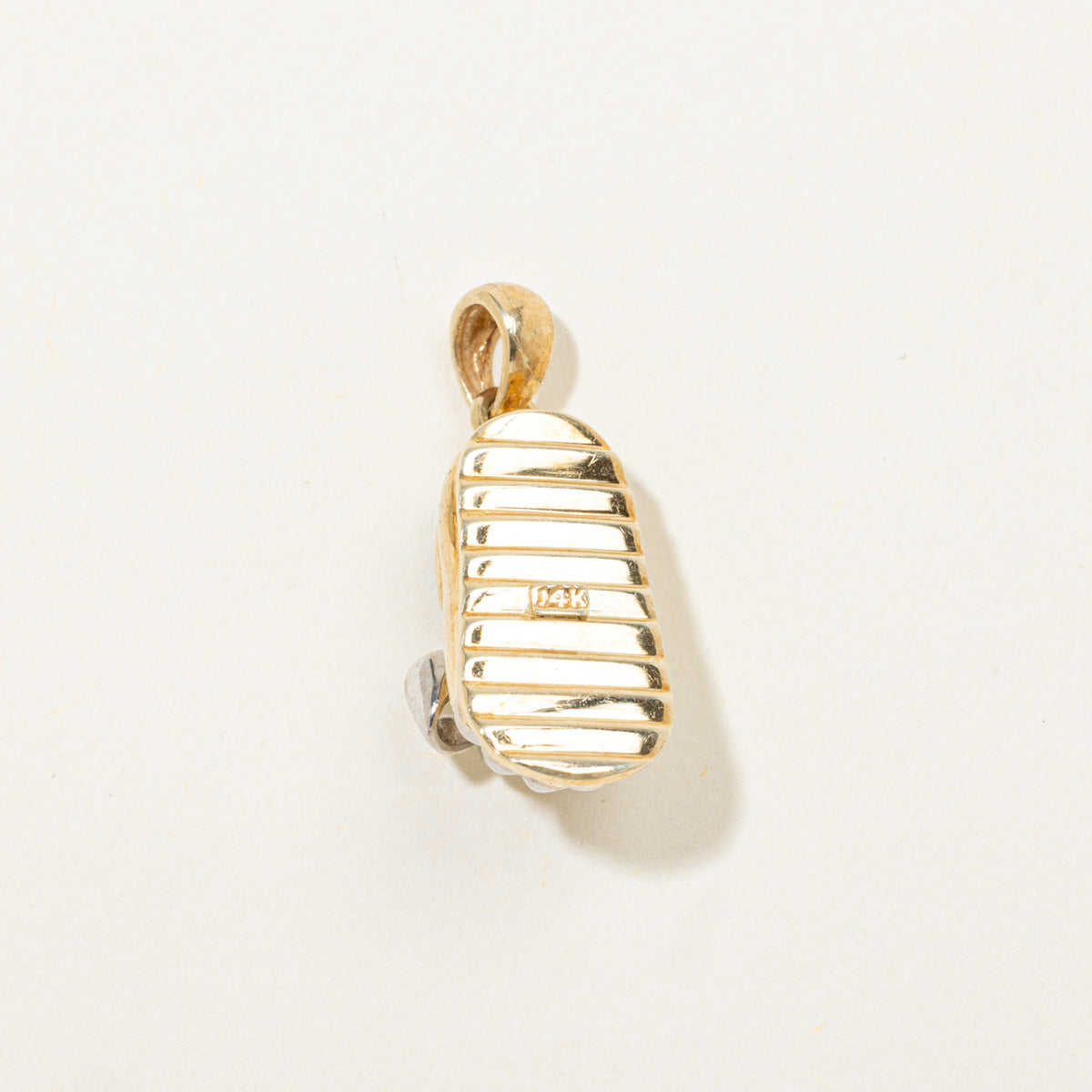 14k Diamond Bow Baby Shoe Pendant