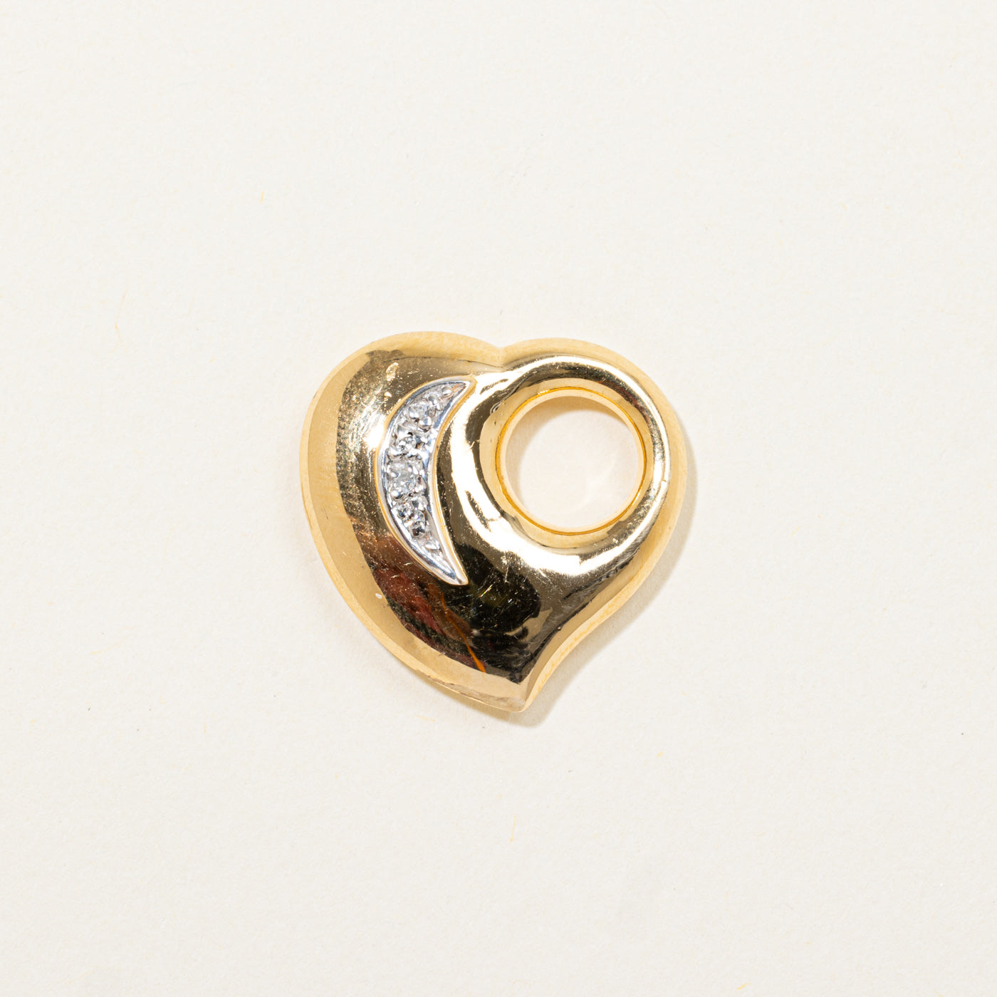 14k Diamond Accented Puffed Heart Pendant