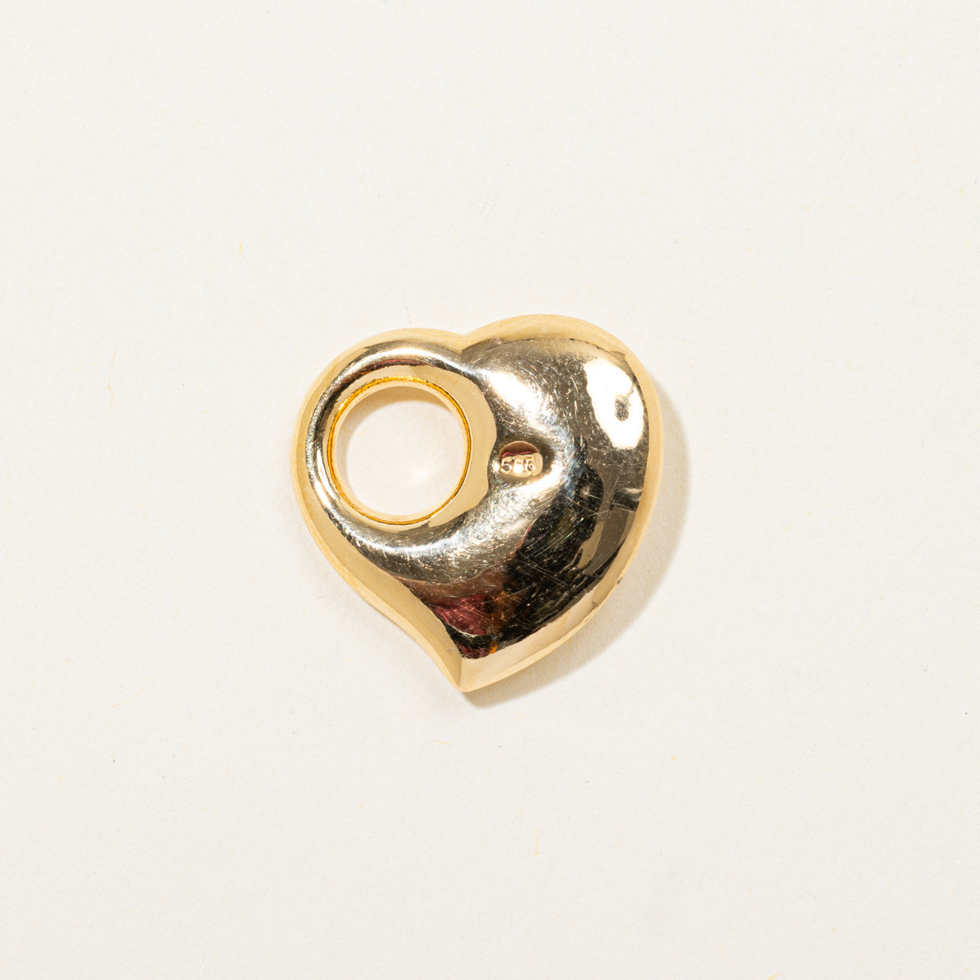 14k Diamond Accented Puffed Heart Pendant