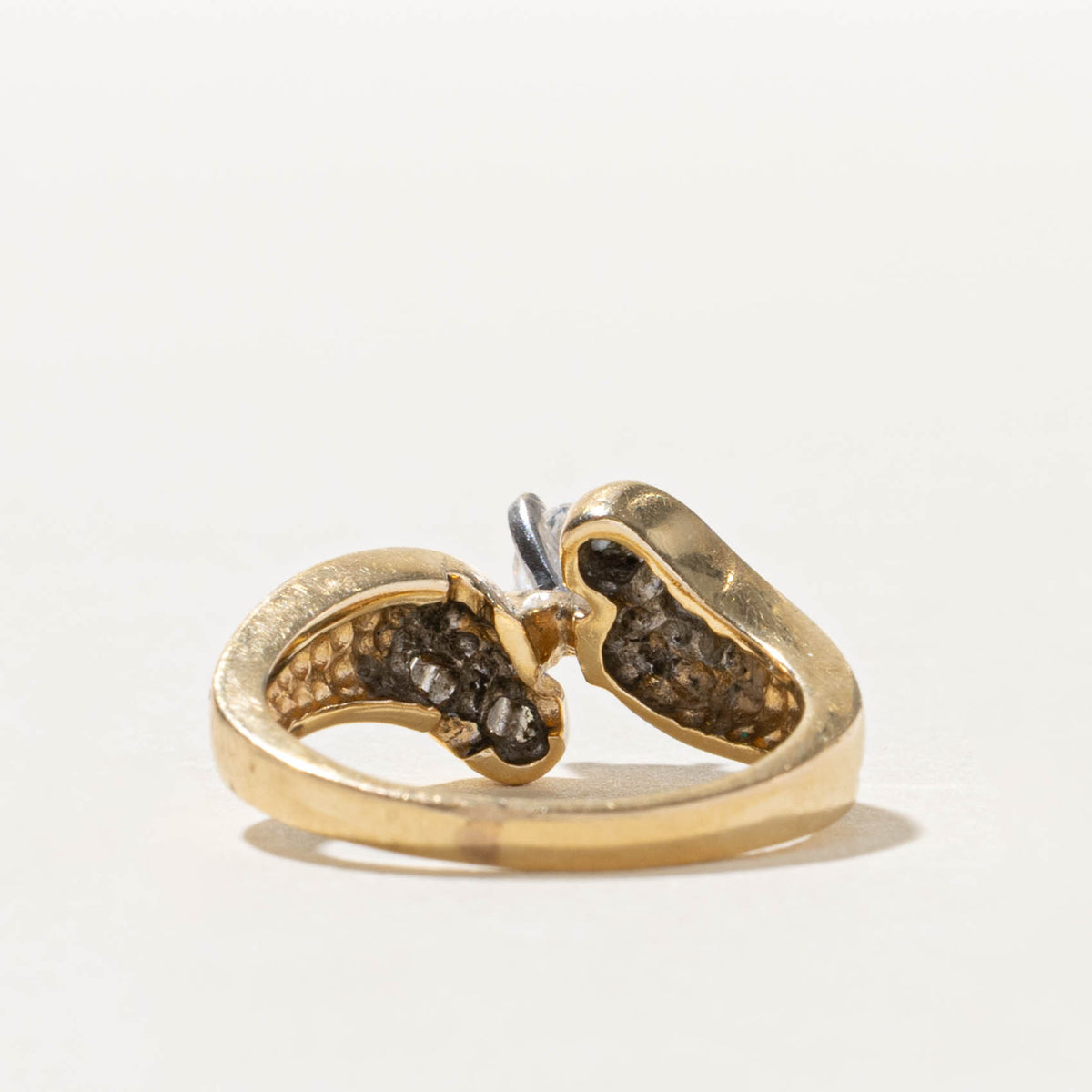 14k Diamond Channel Set Grooved Bypass Ring | 0.37ctw | SZ 4
