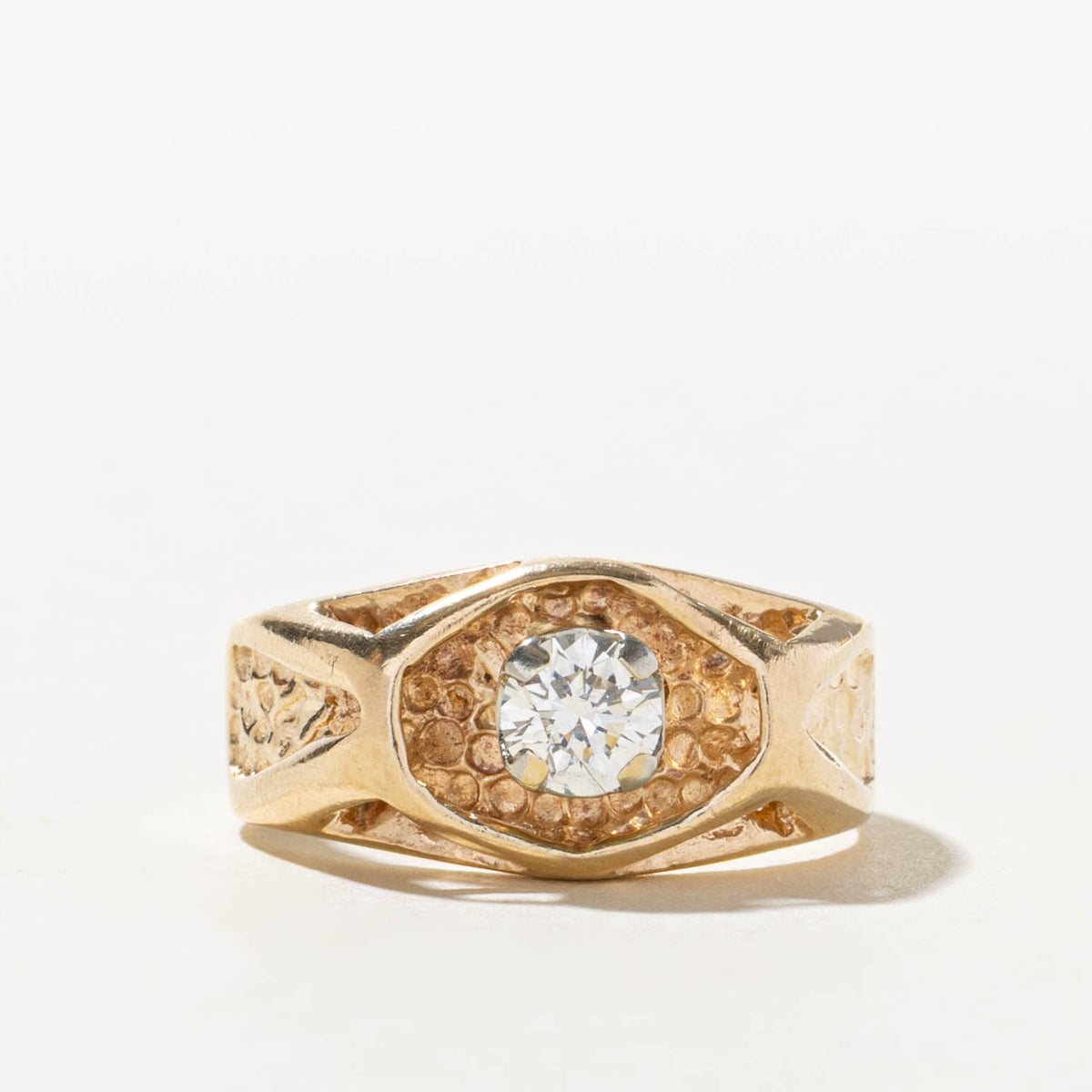 10k Solitaire Diamond Nuggety Geometric Ring | 0.44ct I1 K/L | SZ 8