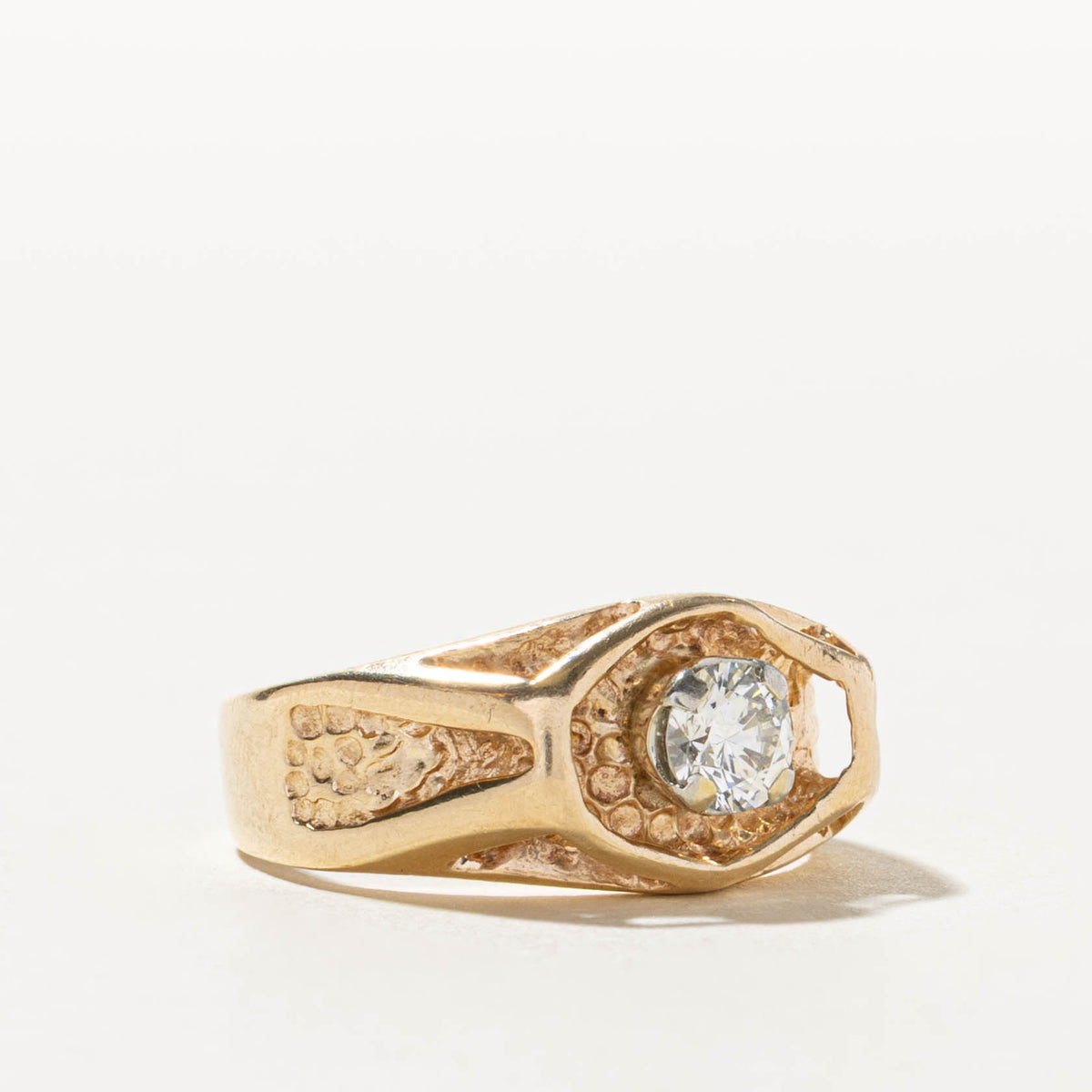 10k Solitaire Diamond Nuggety Geometric Ring | 0.44ct I1 K/L | SZ 8