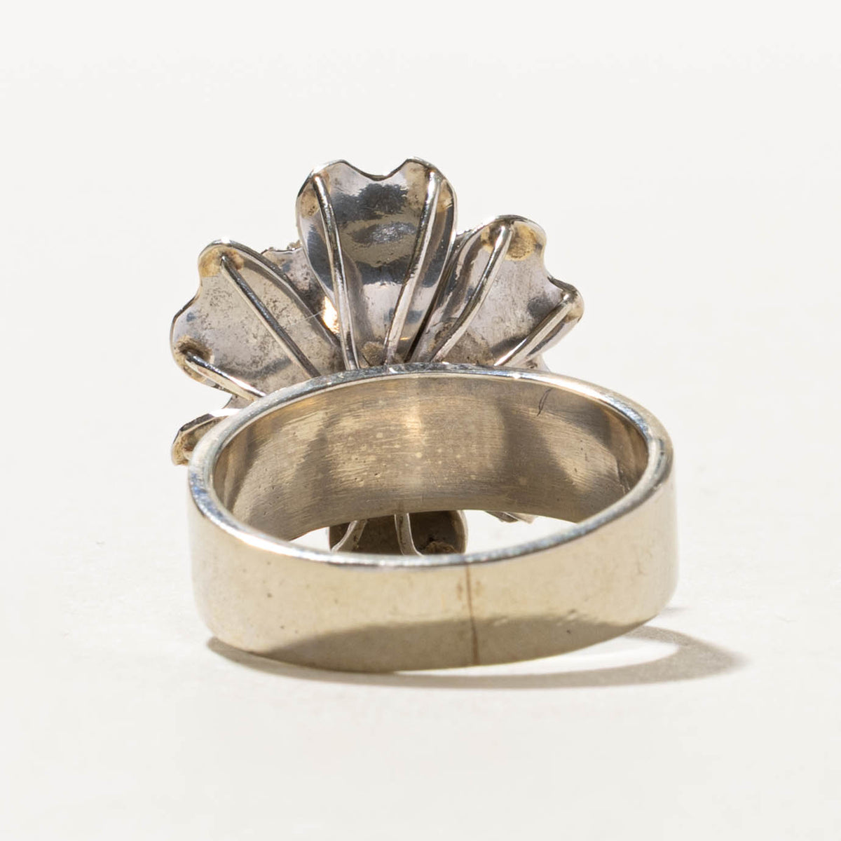 18k Diamond Halo Textured Floral Cocktail Ring | 0.52ct I2 G, 0.36ctw | SZ 5.75