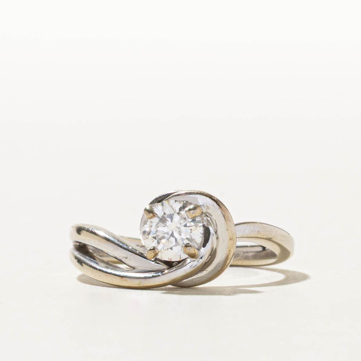 14k Solitaire Diamond Wave Bypass Ring | 0.54ct I1 H | SZ 6