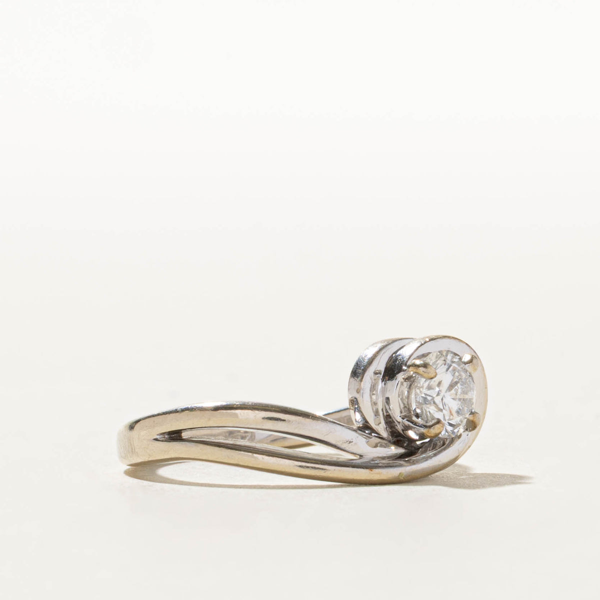 14k Solitaire Diamond Wave Bypass Ring | 0.54ct I1 H | SZ 6