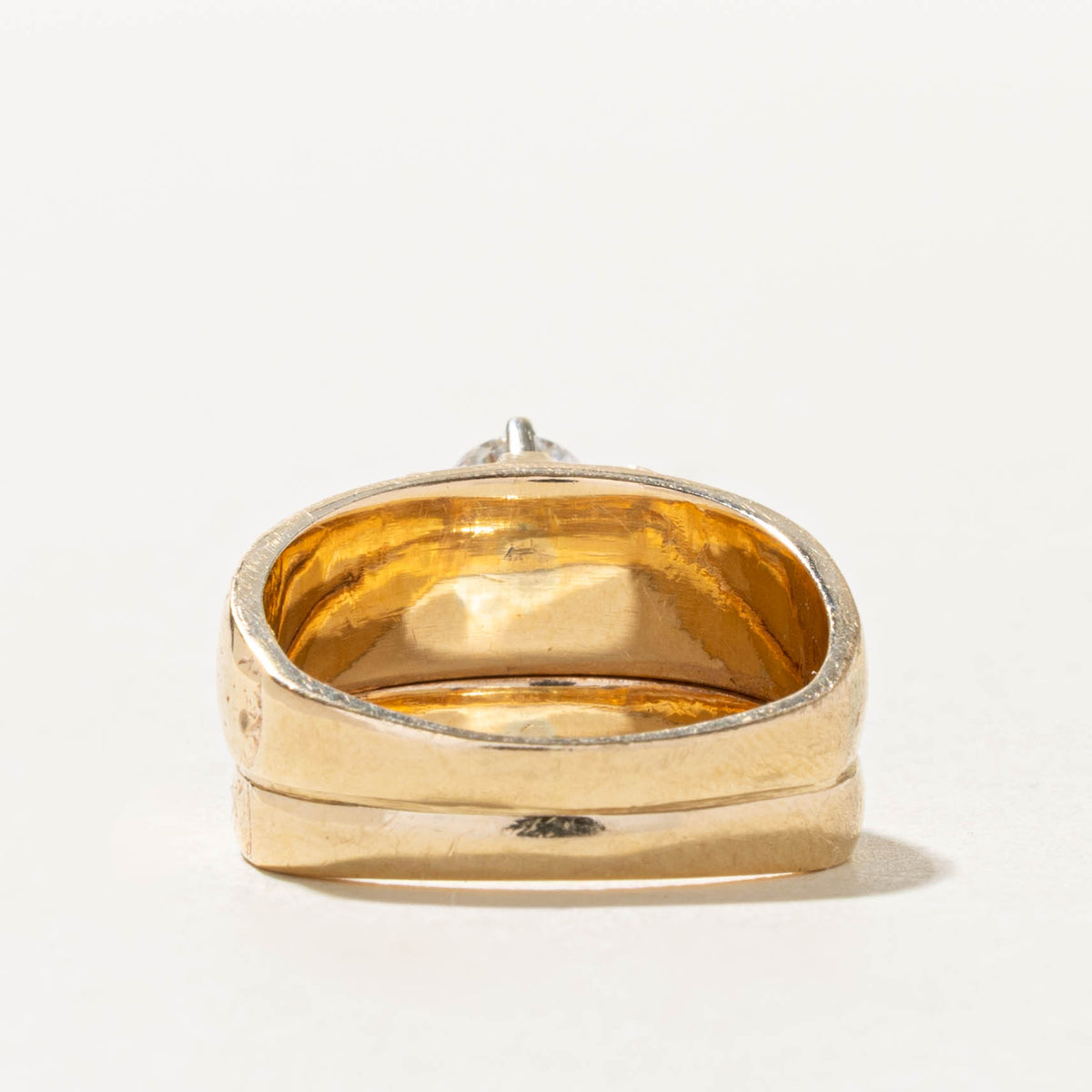 14k Solitaire Diamond Scrollwork Soldered Wedding Ring Set | 0.50ctw | SZ 5.25